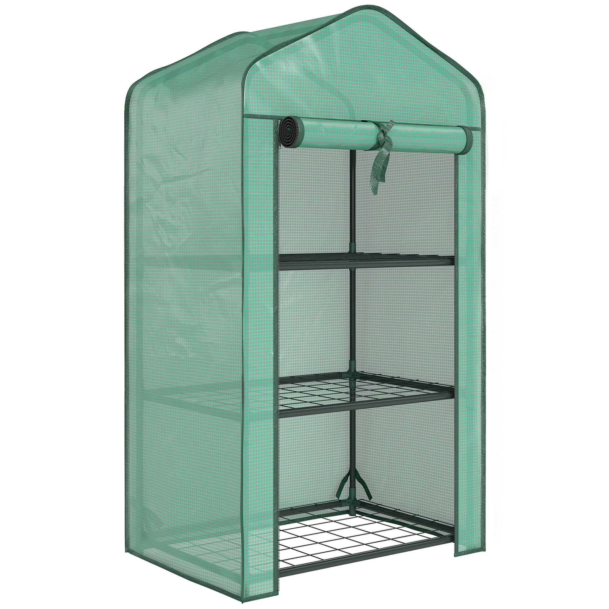BILLINGSLEY 3 Tier Mini Greenhouse for Growing and Protecting Plants - Green