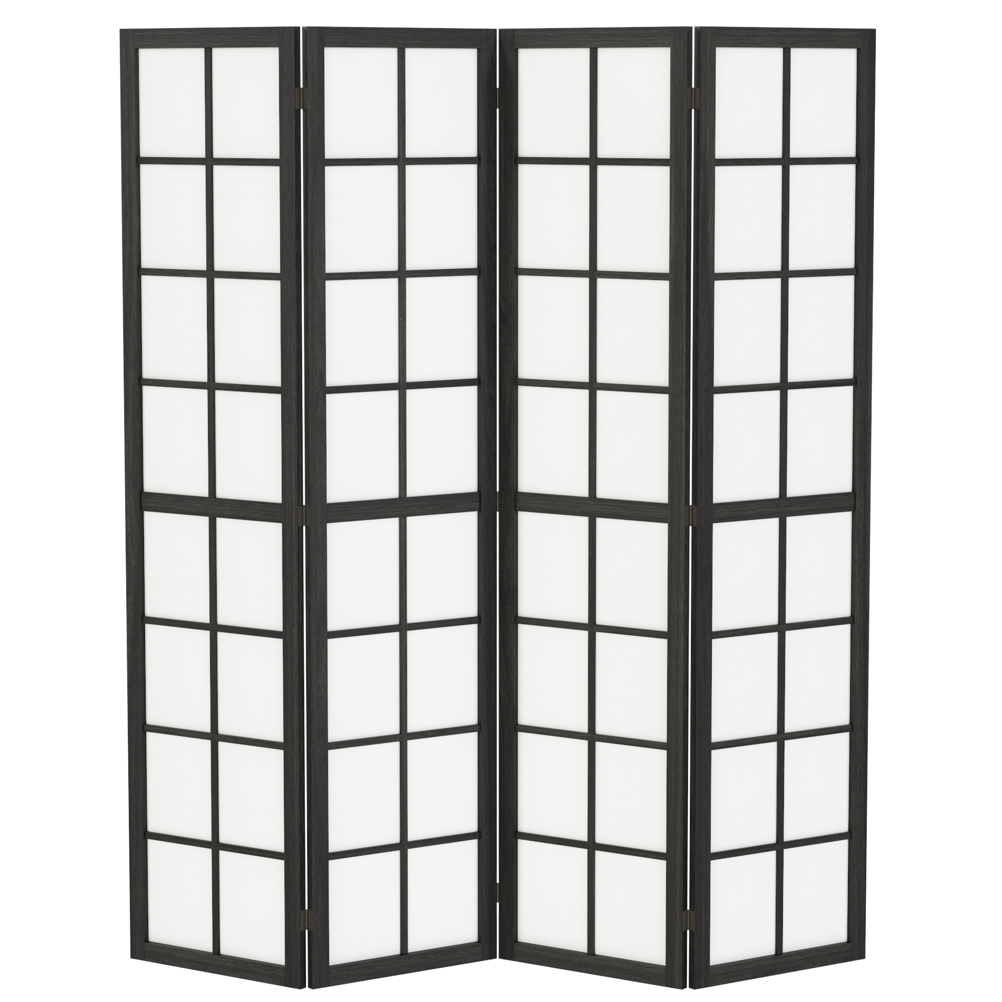 EATON 4 Panel Freestanding Folding Room Divider and Indoor Privacy Screen - Black and White