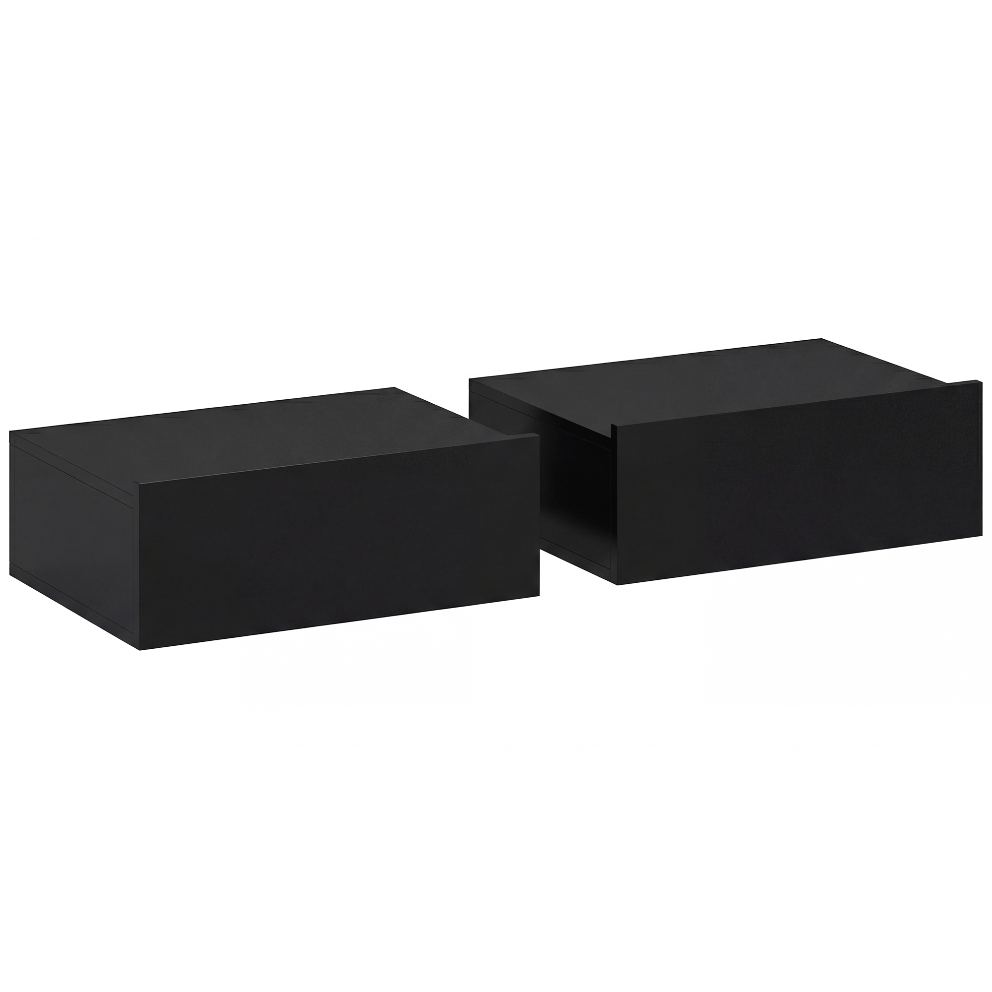 BAYFORD Set of 2 Wall Mounted Floating Bedside Tables with Storage Drawers - Black