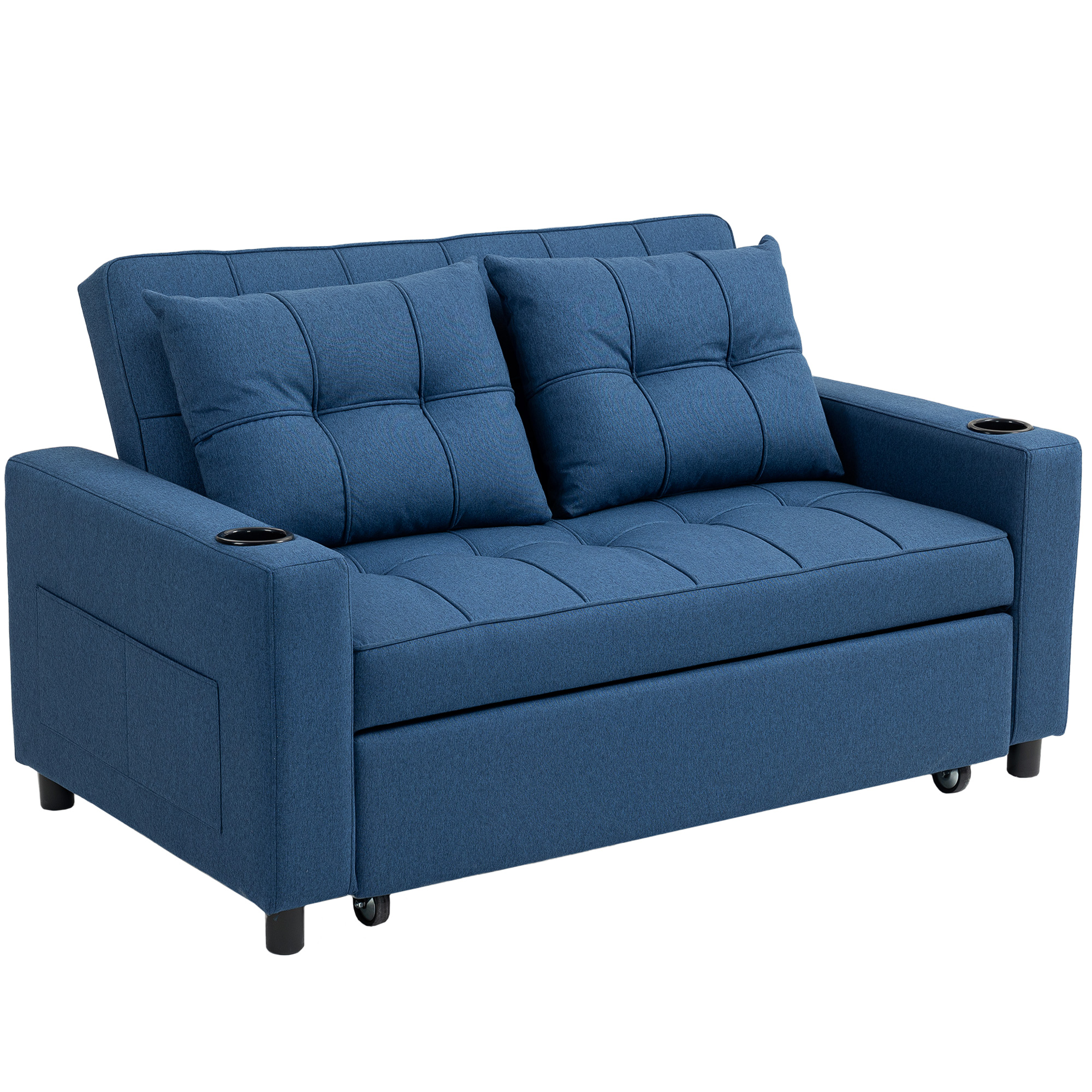 HOLBROOK 2 Seater Pull Out Sofa Bed for Living Room or Guest Room - Dark Blue