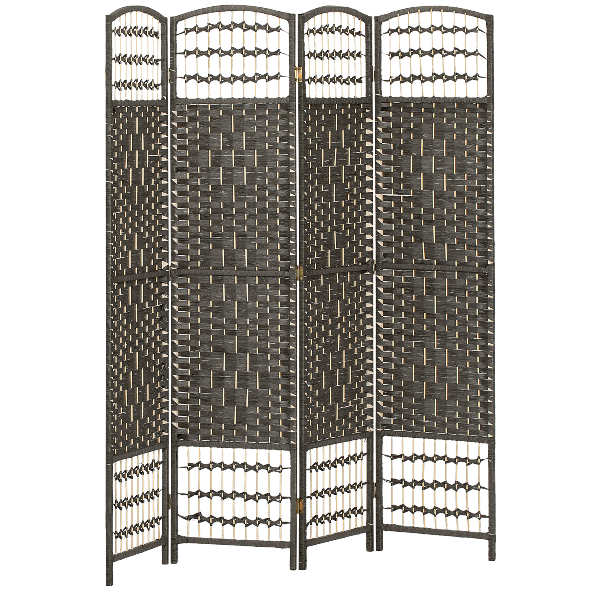 IVEGLEN 4 Panel Folding Room Divider with Pine Wood Frame - Dark Grey