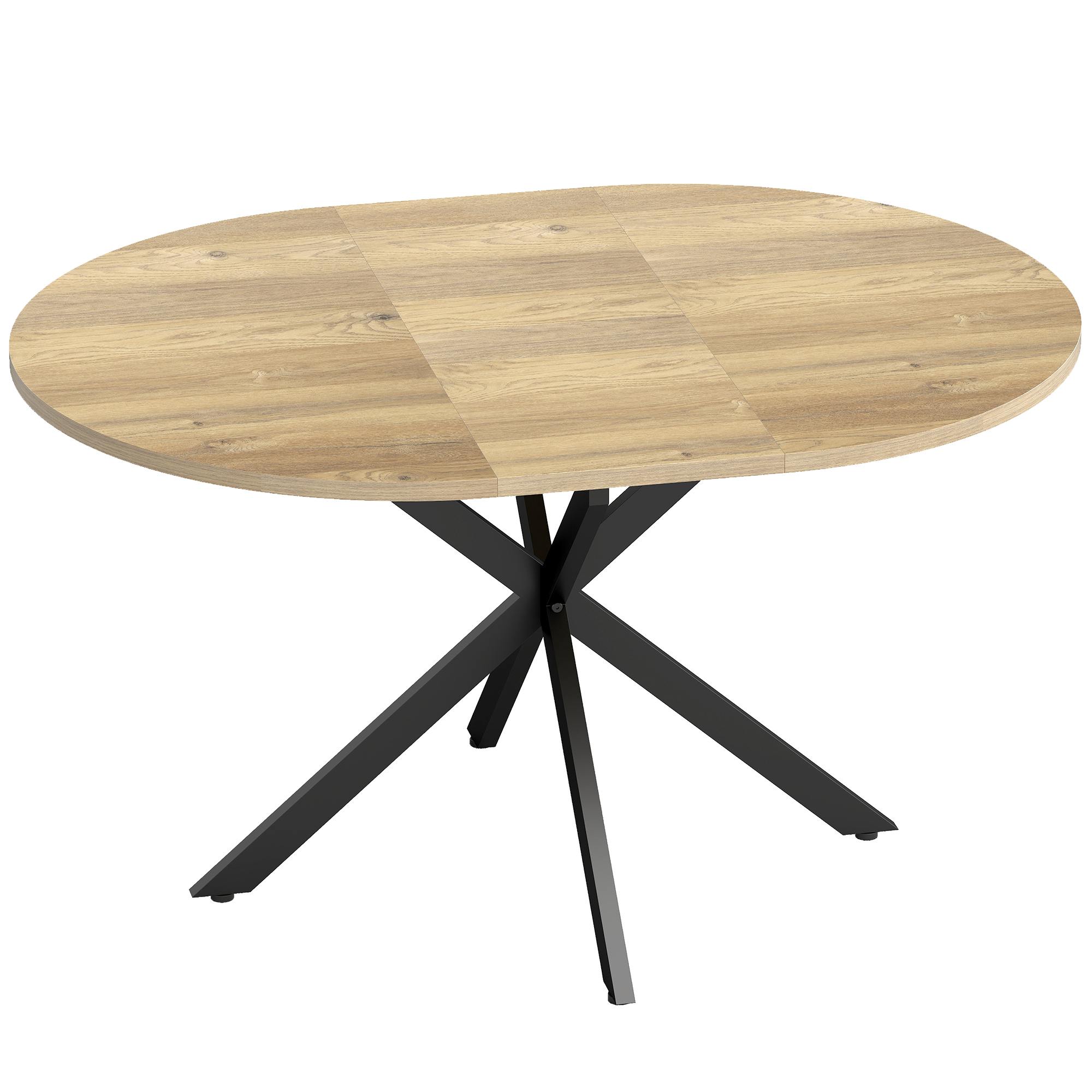 FINCHINGFIELD Extendable Dining Table for 4 to 6 People with Butterfly Leaf and X Shaped Base - Natural Wood and Black
