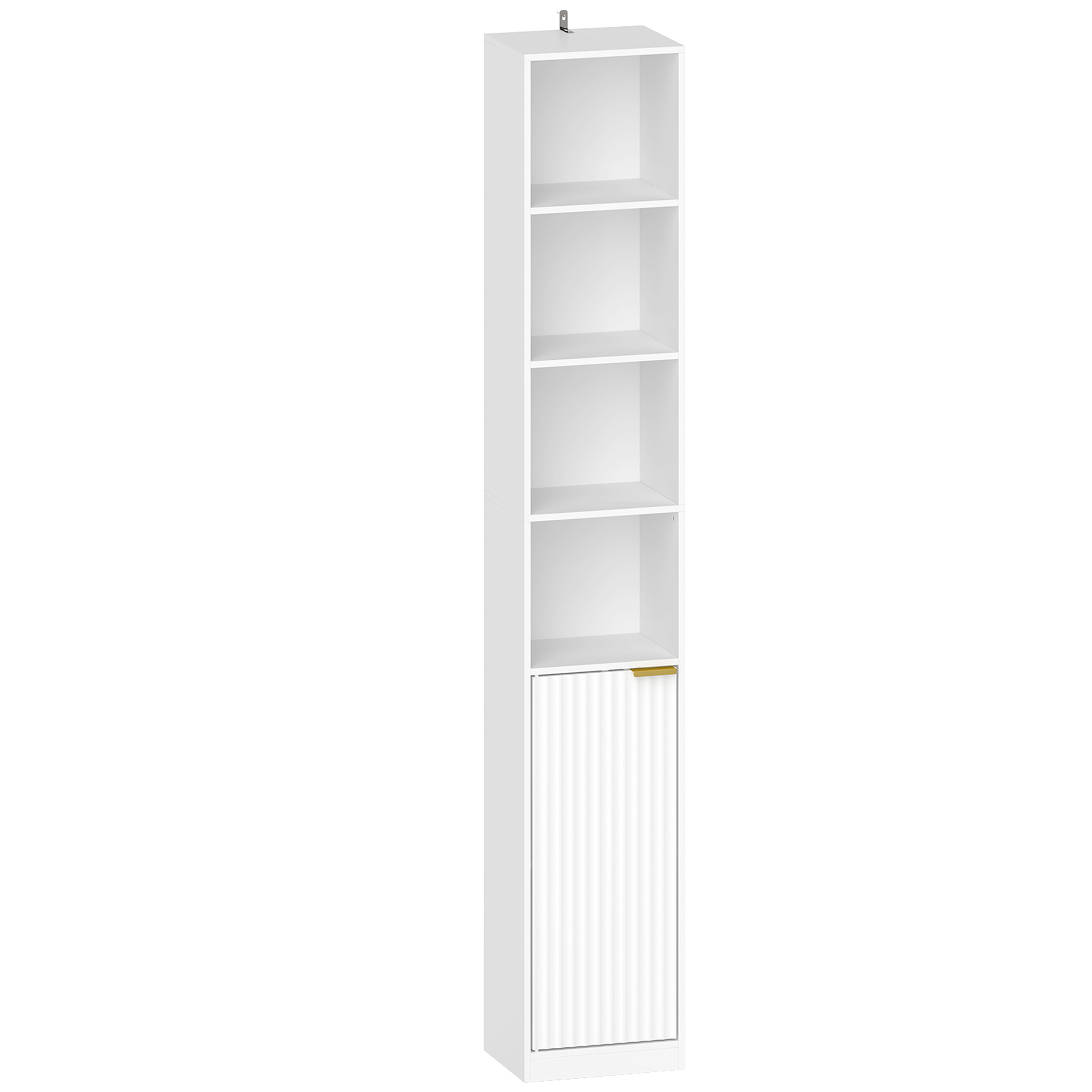 TOWCESTER 6 Tier Bookcase with Adjustable Shelves and Anti Tip Hardware - White Wood Effect and Gold Tone