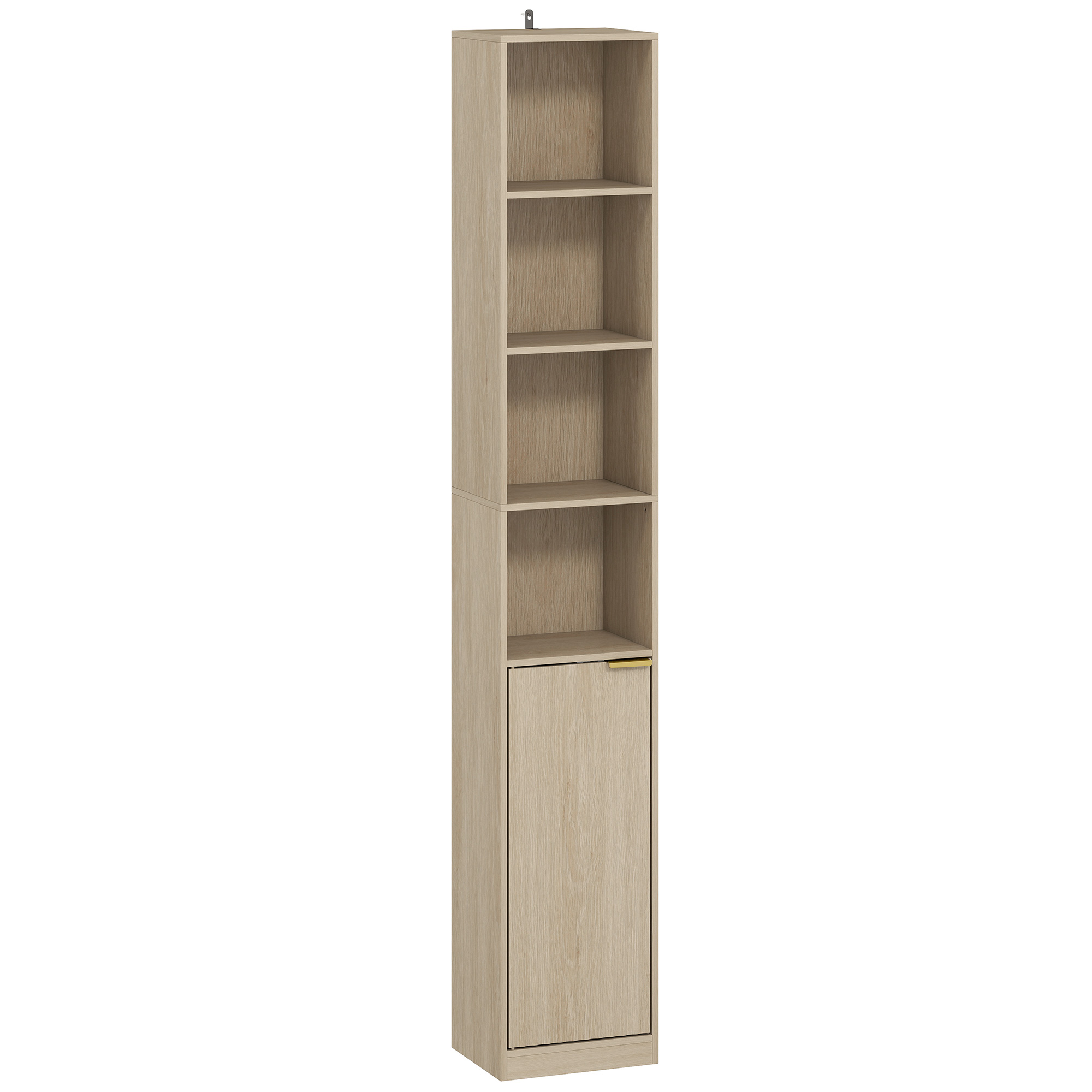 TOWCESTER 6 Tier Bookcase with Adjustable Shelves and Anti Tip Hardware - Oak Wood Effect and Gold Tone