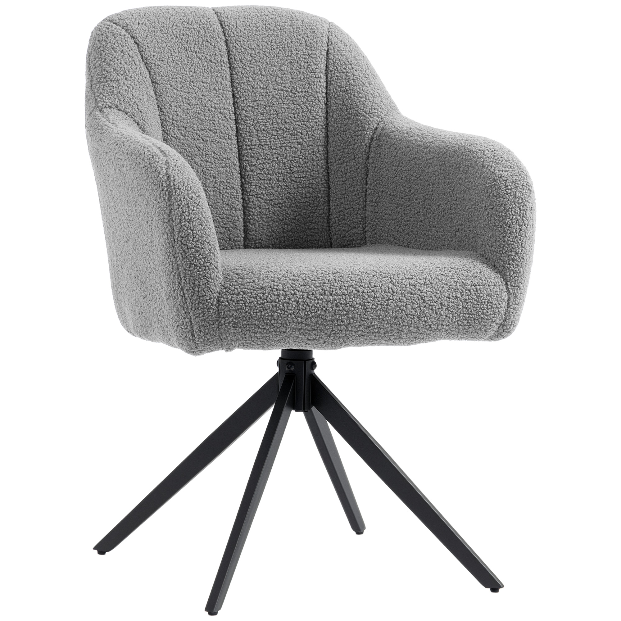 KELSALL 360 Degree Swivel Teddy Fleece Accent Armchair - Grey