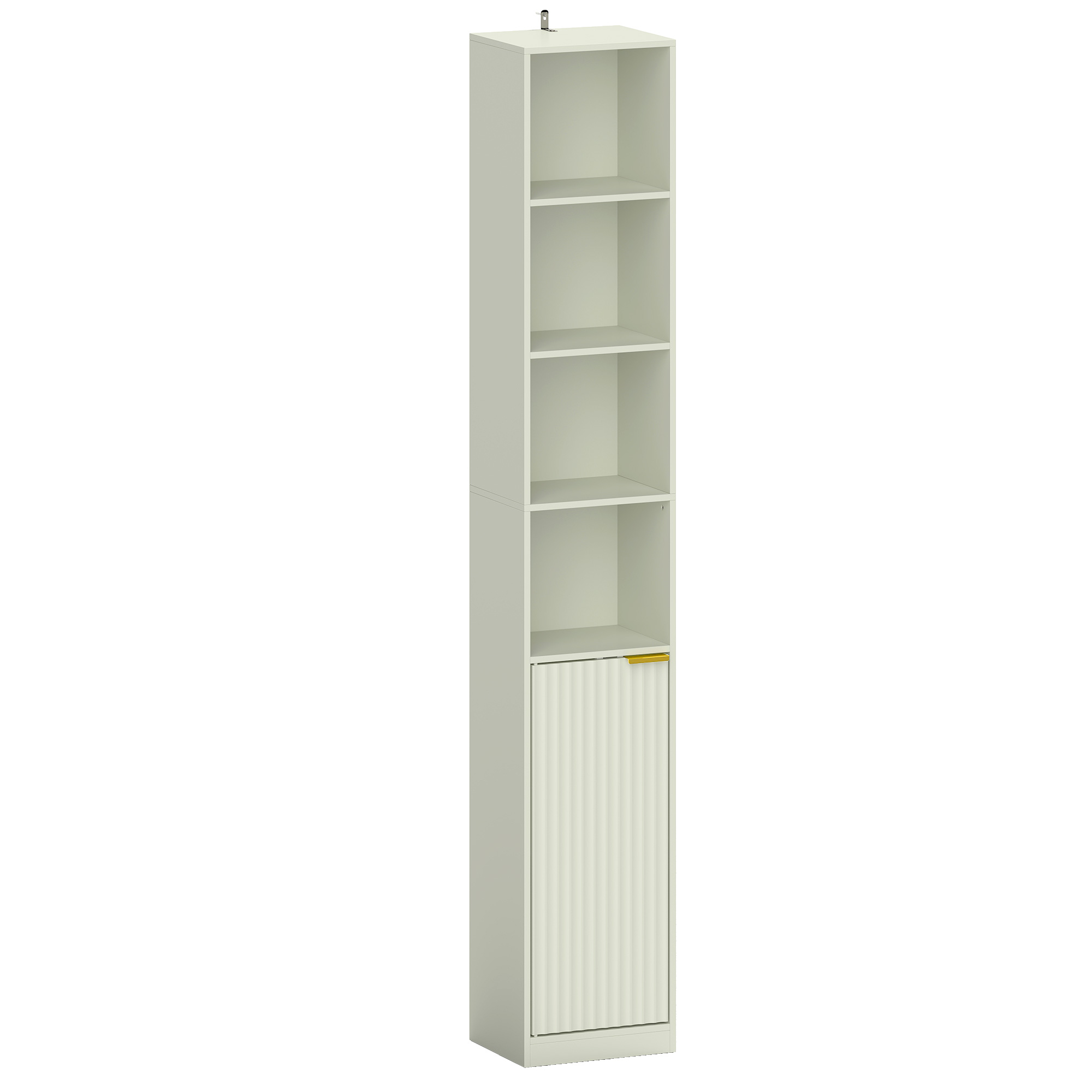 TOWCESTER 6 Tier Bookcase with Adjustable Shelves and Anti Tip Hardware - Light Green and Gold Tone