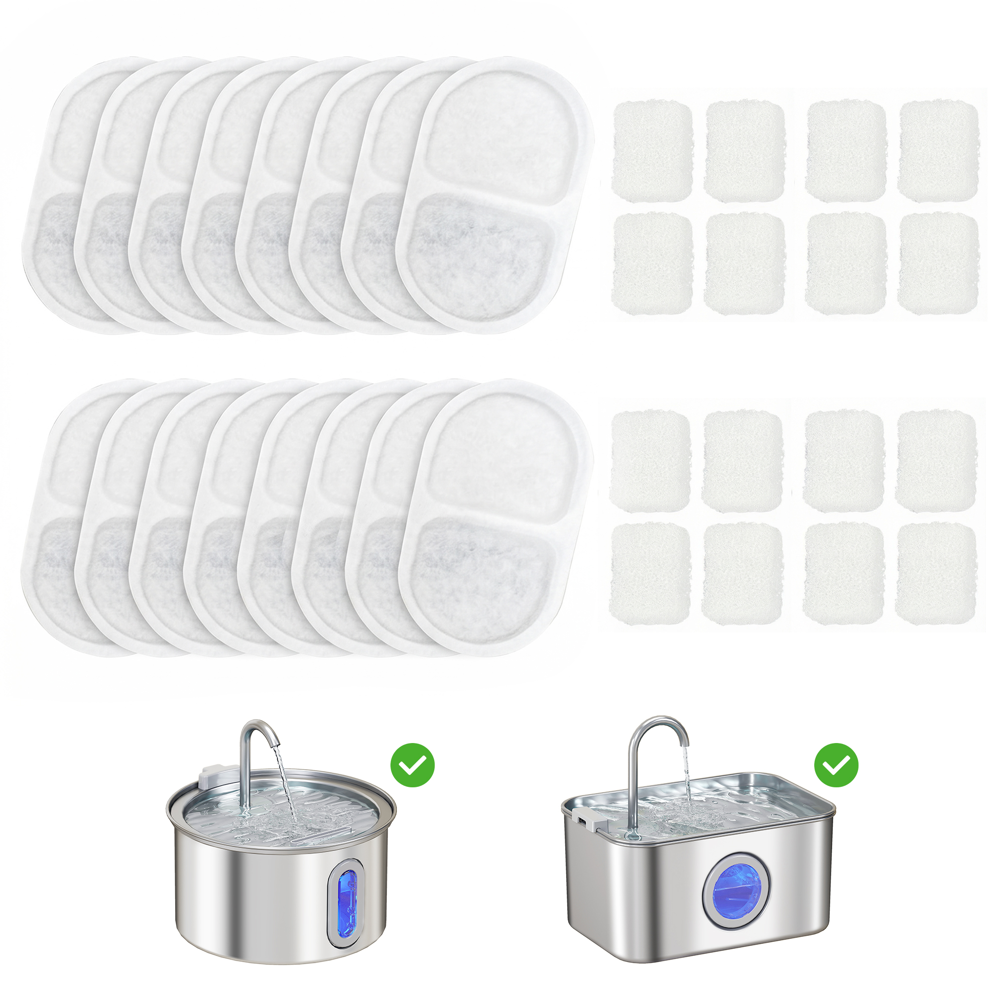 SOUTHWELL 16 Pack Cat Water Fountain Replacement Filters for 3.2L and 2.5L Pet Fountains - White