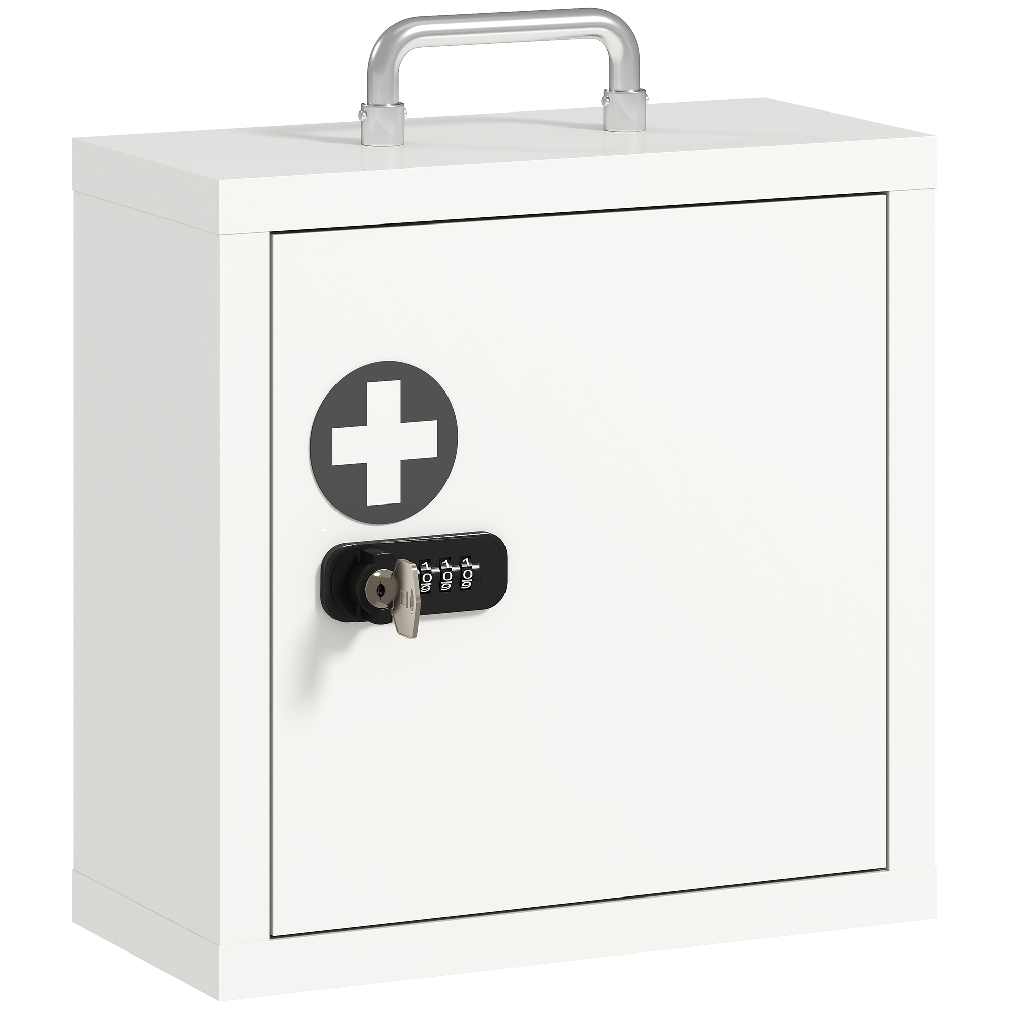 BAWTRY 2 Tier Stainless Steel Medicine Cabinet with Combination and Key Lock - White and Grey