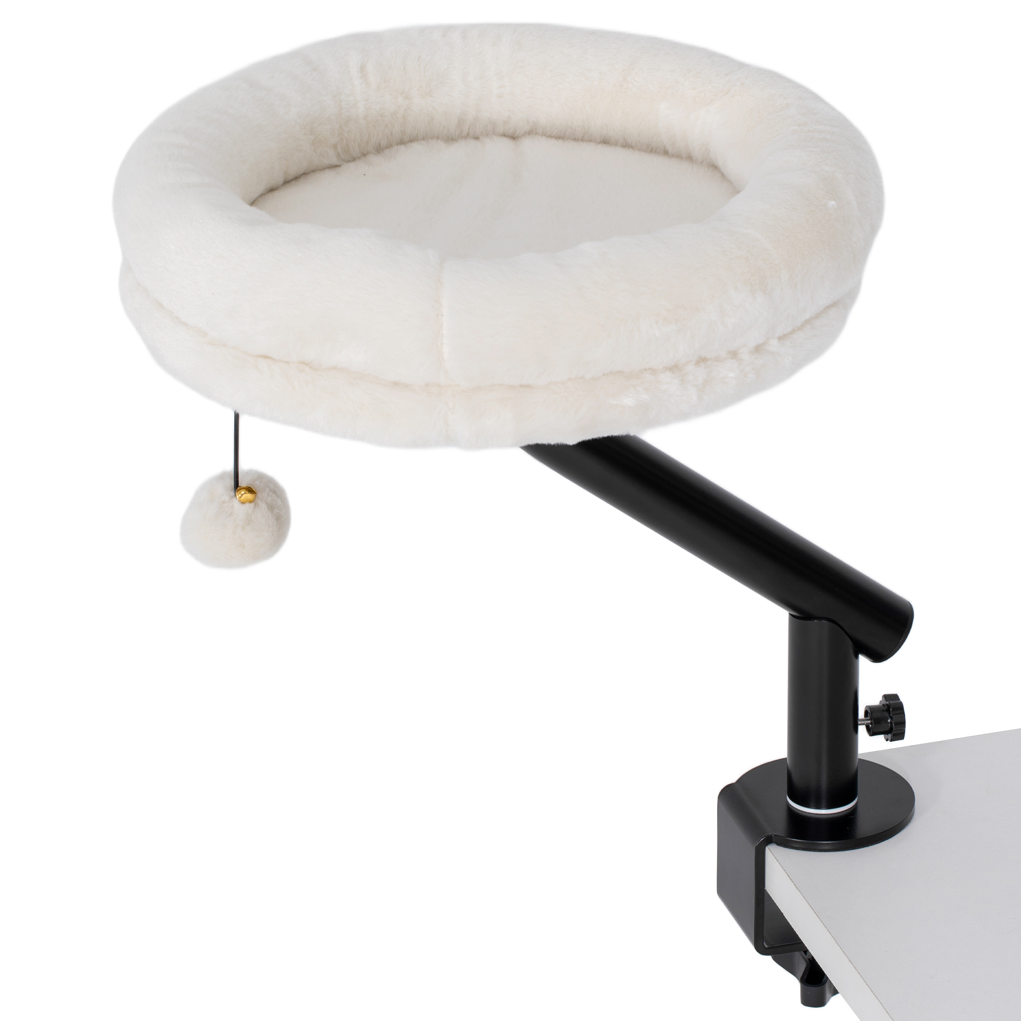 FORDINGBRIDGE 360 Degree Adjustable Cat Desk Hammock Bed for Window or Table - Cream White and Black