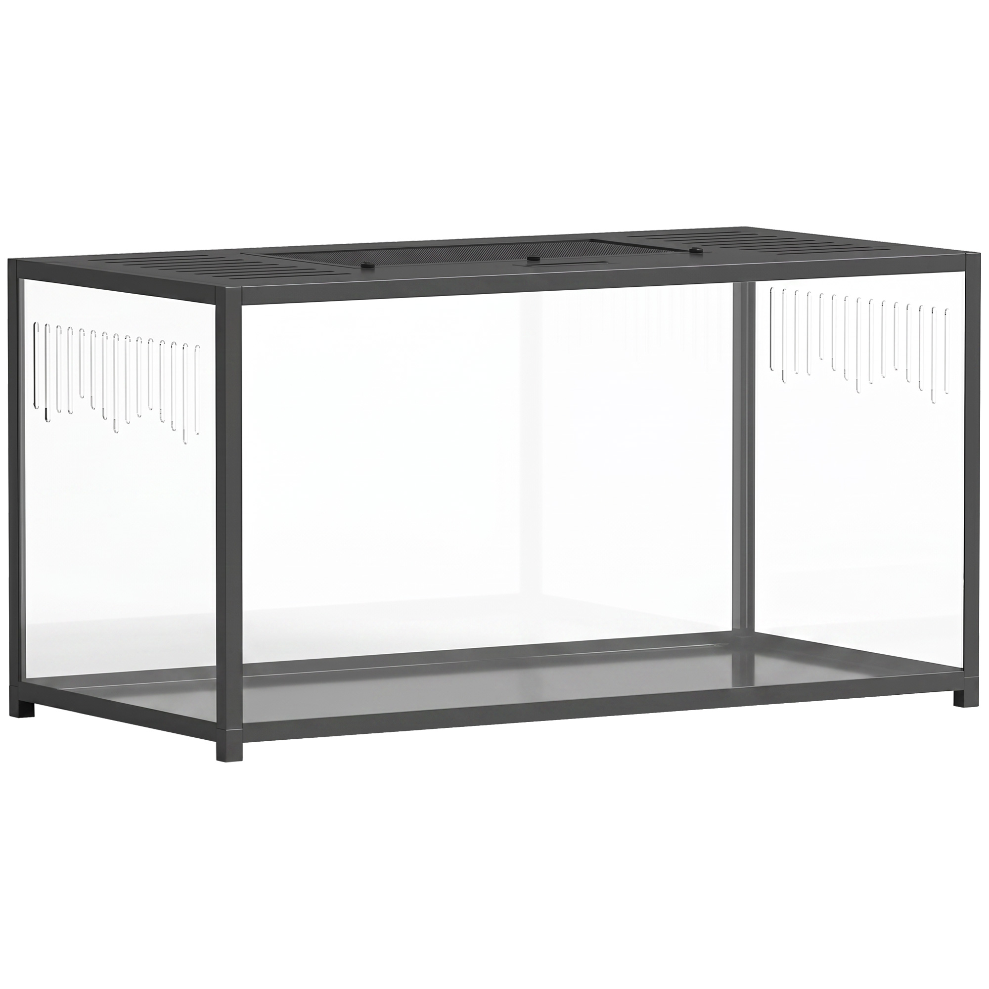YALDING 100 x 50 x 52.5 cm Metal Hamster and Gerbil Cage with Openable Top - Black and Transparent