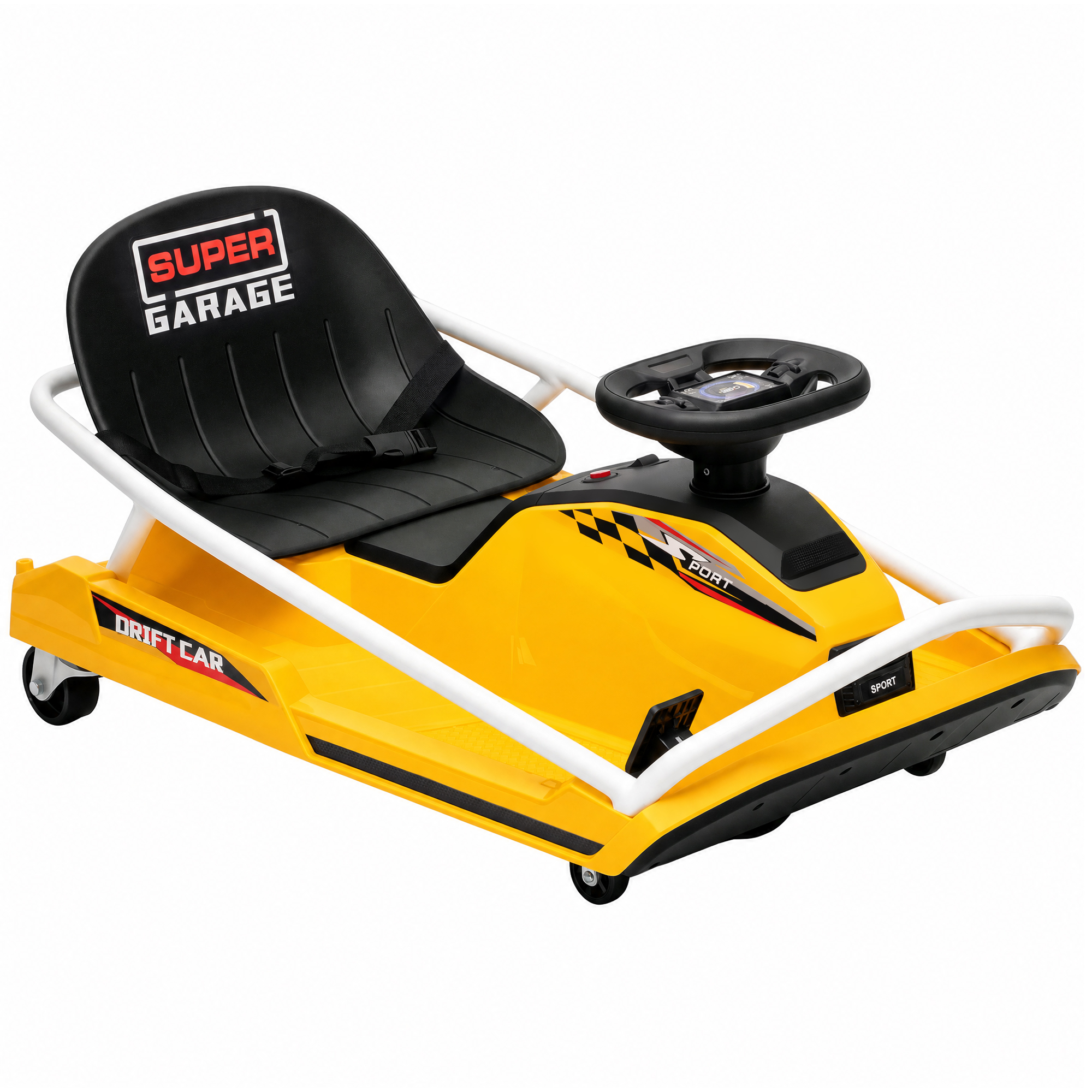 BAYLEIGH 24V Kids Electric Go Kart with Drift Mode, 300W Motor, Soft Start and Dual Speed - Yellow