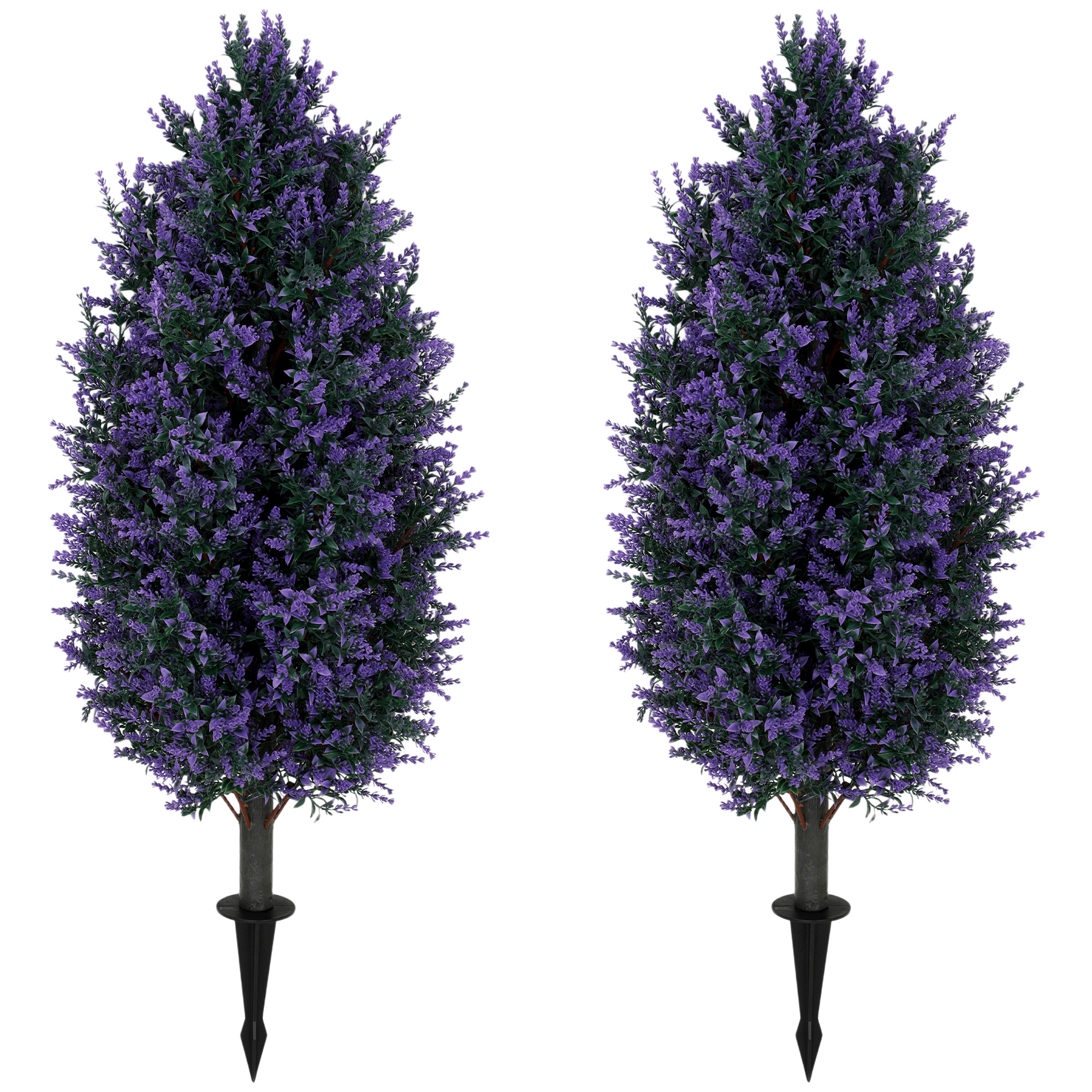 MINCHINHAMPTON Set of 2 UV Resistant Artificial Lavender Plants with Stakes, 90 cm Tall - Blue and Lavender