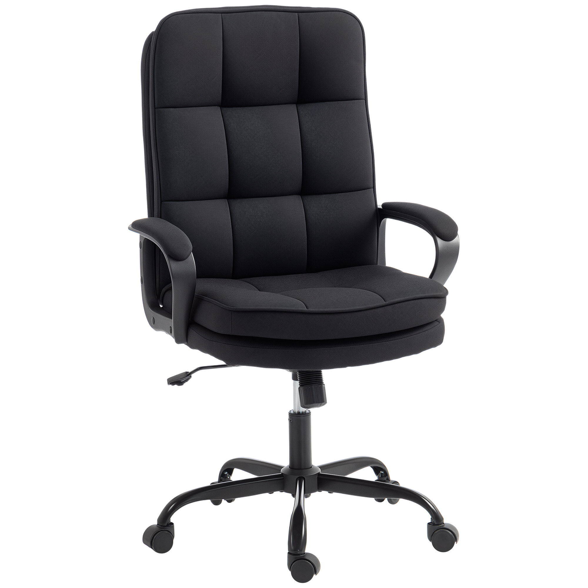 SOLRIC Double Padded Linen Look Office Chair - Black