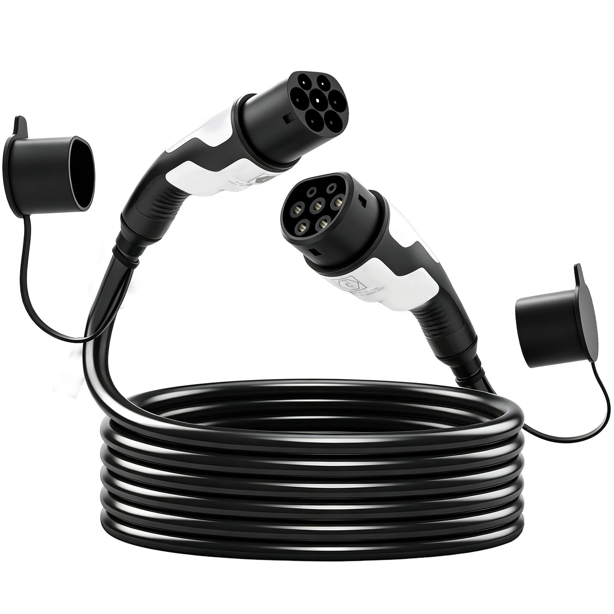 UCKFIELD 22kW Type 2 EV Charging Cable, 10 m, 32A, Mode 3 and 3 Phase for Electric Cars - Black and White
