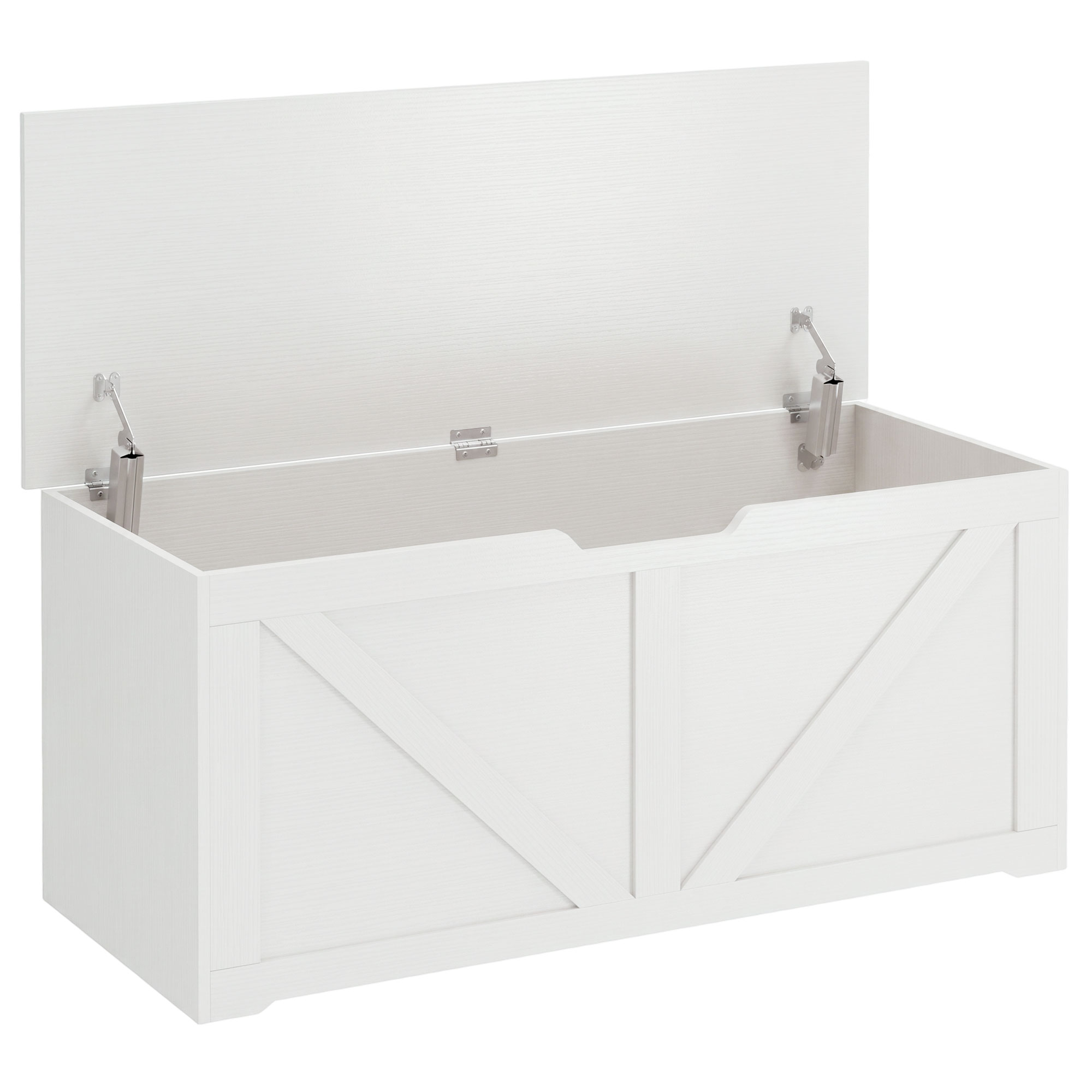 JUVRIA 127L Particleboard Home Storage Box with Safety Hinges and Wood Effect - White