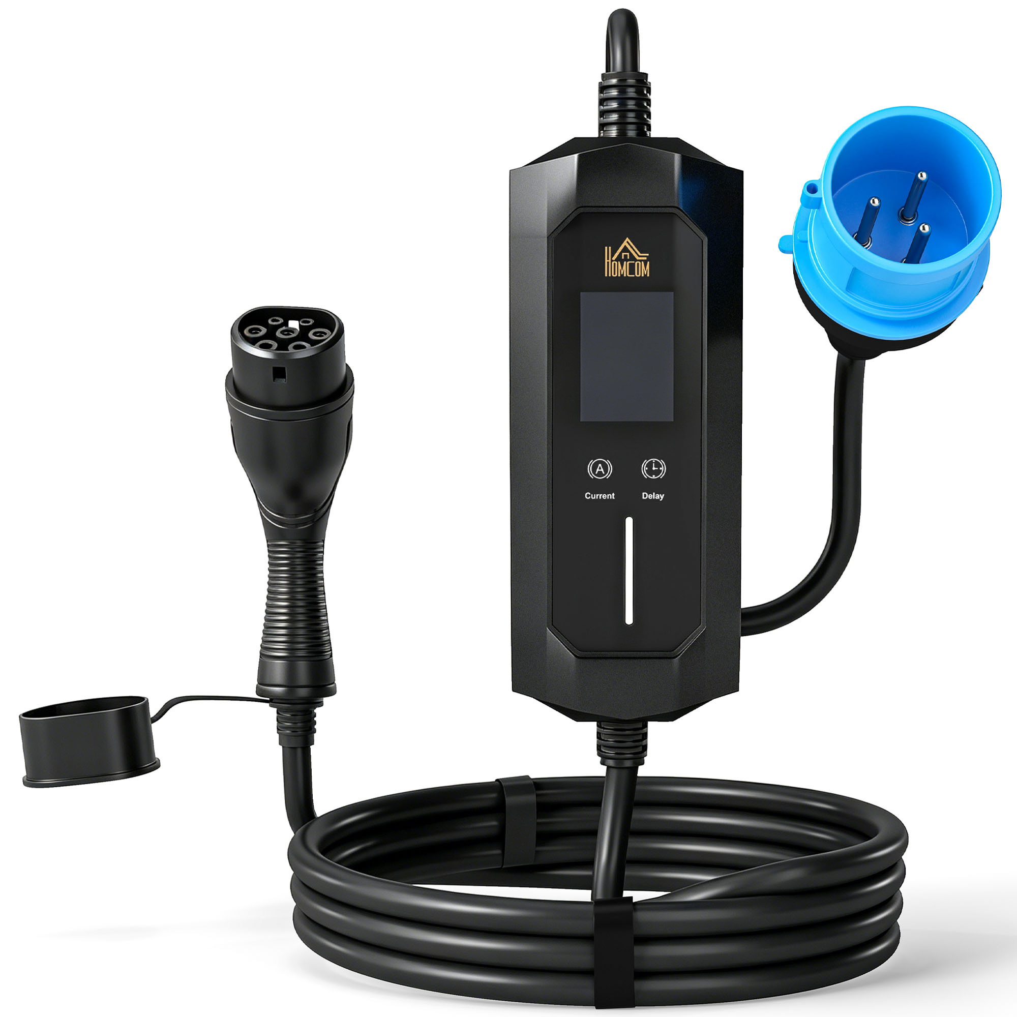SWAFFHAM 7kW Type 2 EV Charger with CEE 32A Plug, UK Adapter, 10 m Cable and 6 to 32A Current - Black