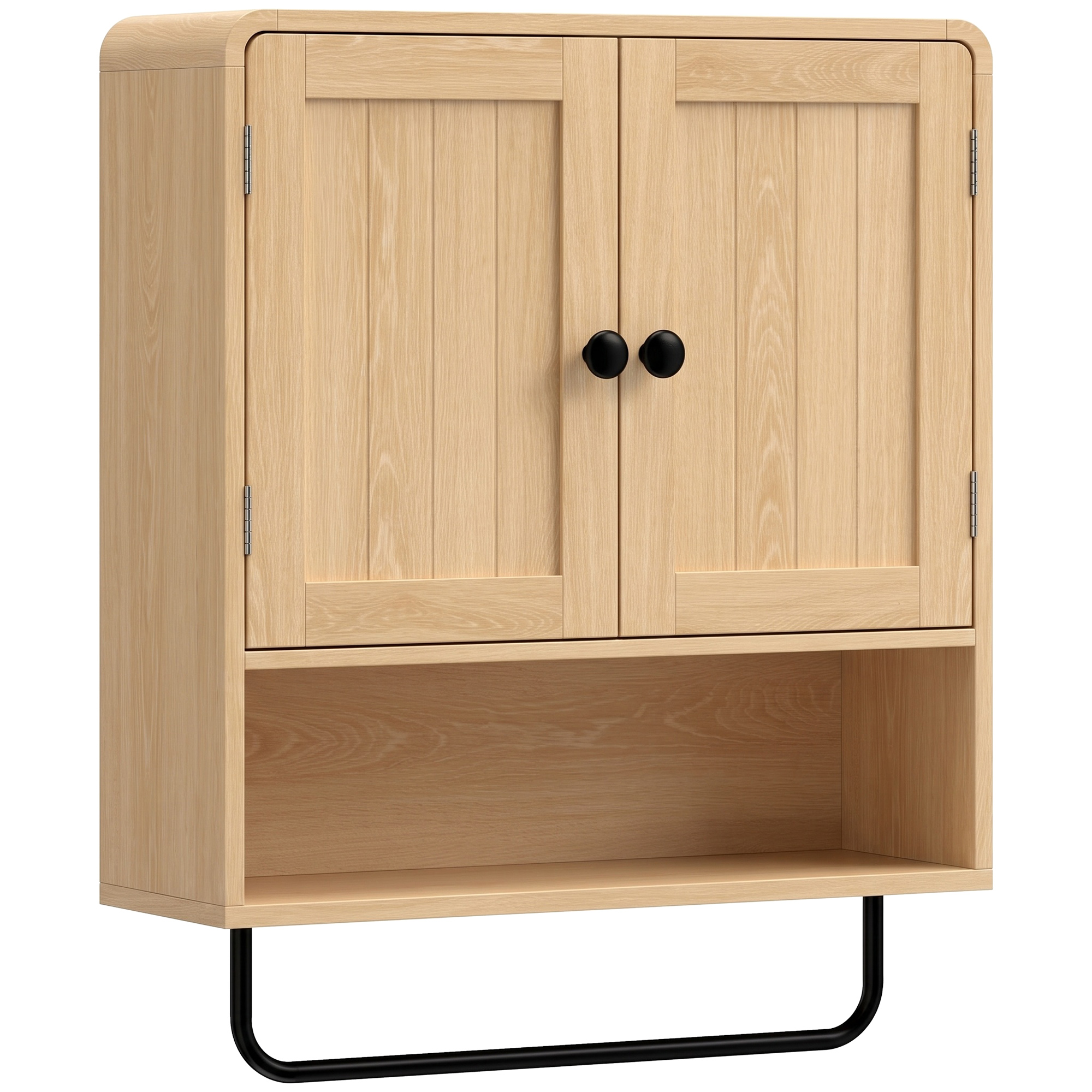 CHELMSFORD Wall Mounted Bathroom Cabinet with 2 Doors and Adjustable Shelf - Oak and Black