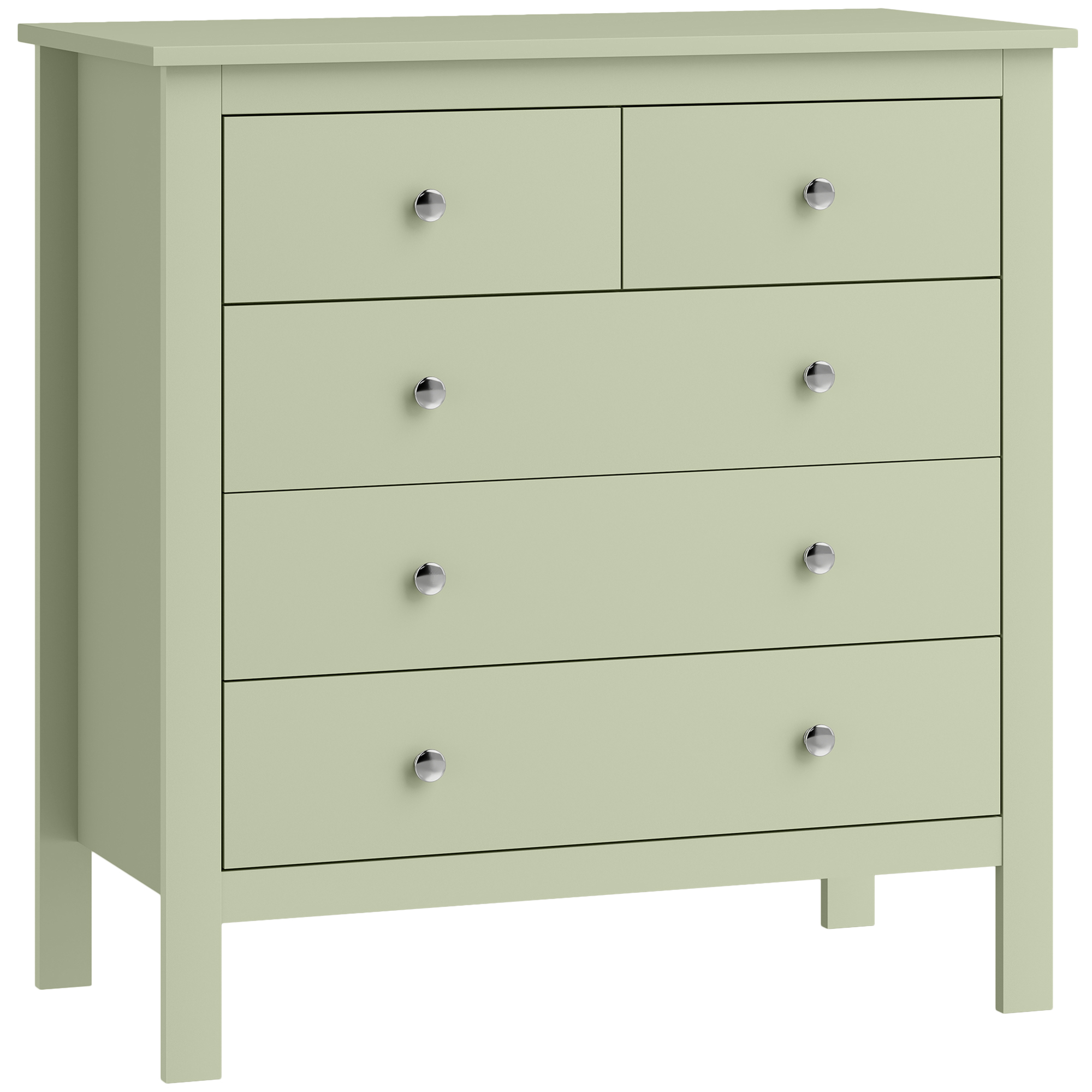 OAKHALL Green Chest of Drawers - Medium-sized, 5 Drawers