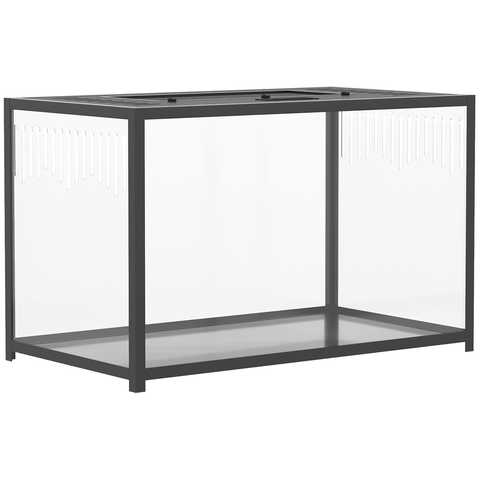 YALDING 80 x 45 x 50.5 cm Metal Hamster and Gerbil Cage with Deep Base and Openable Top - Black and Transparent