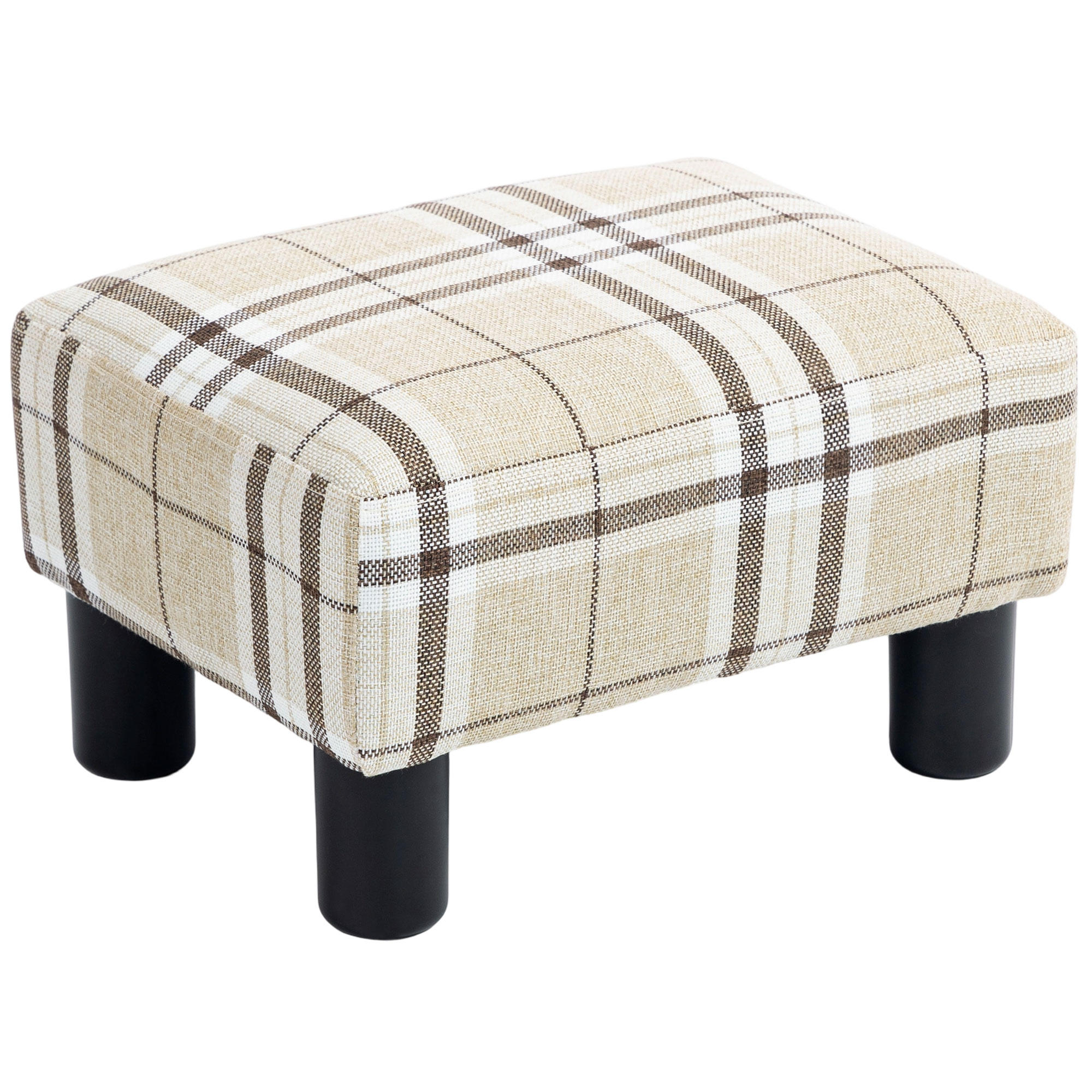HONITON Linen Fabric Cube Footstool Ottoman with 4 Plastic Legs - Multicoloured