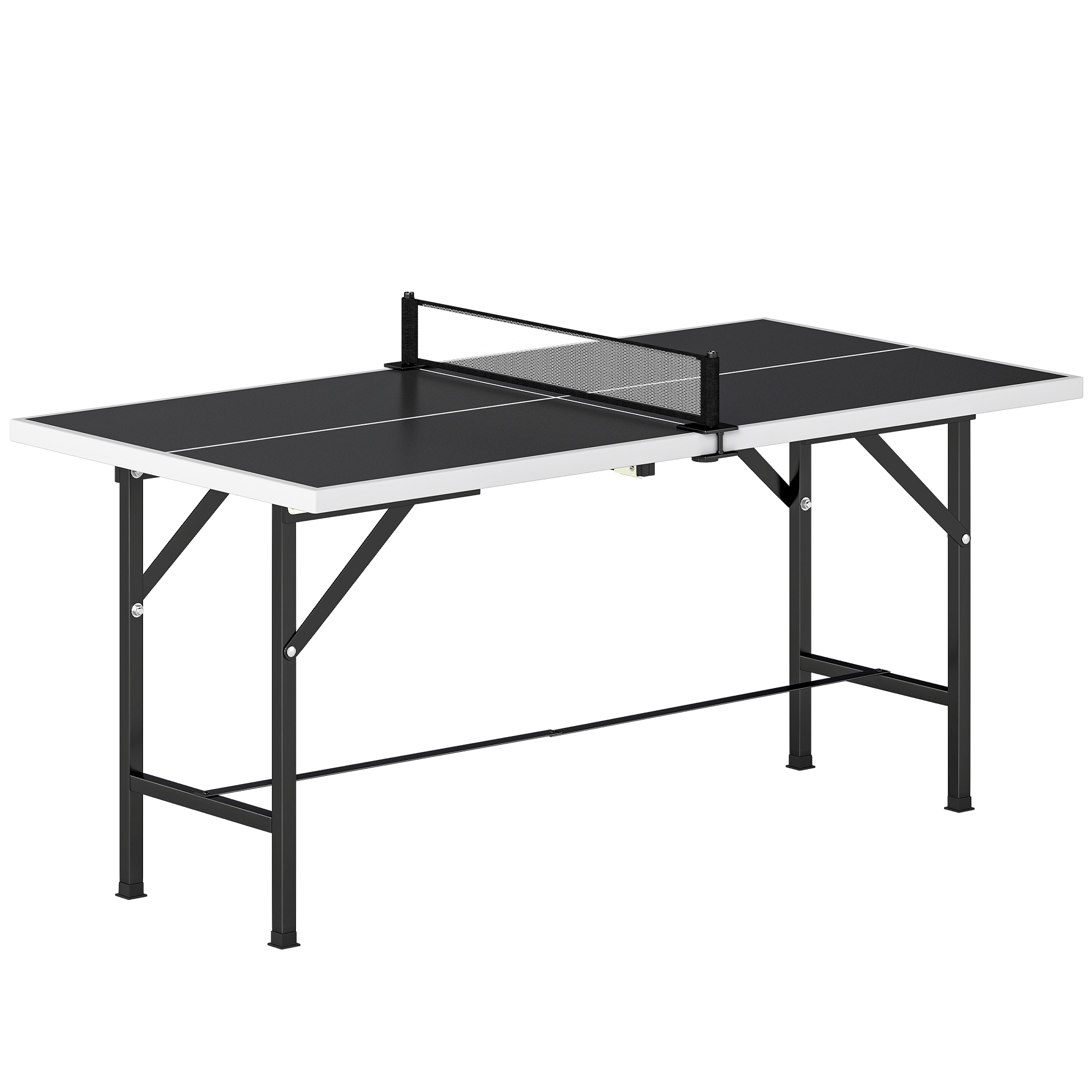 LYNDHURST 5ft Mid Size Table Tennis Table with Net, 2 Paddles and 3 Balls - Black