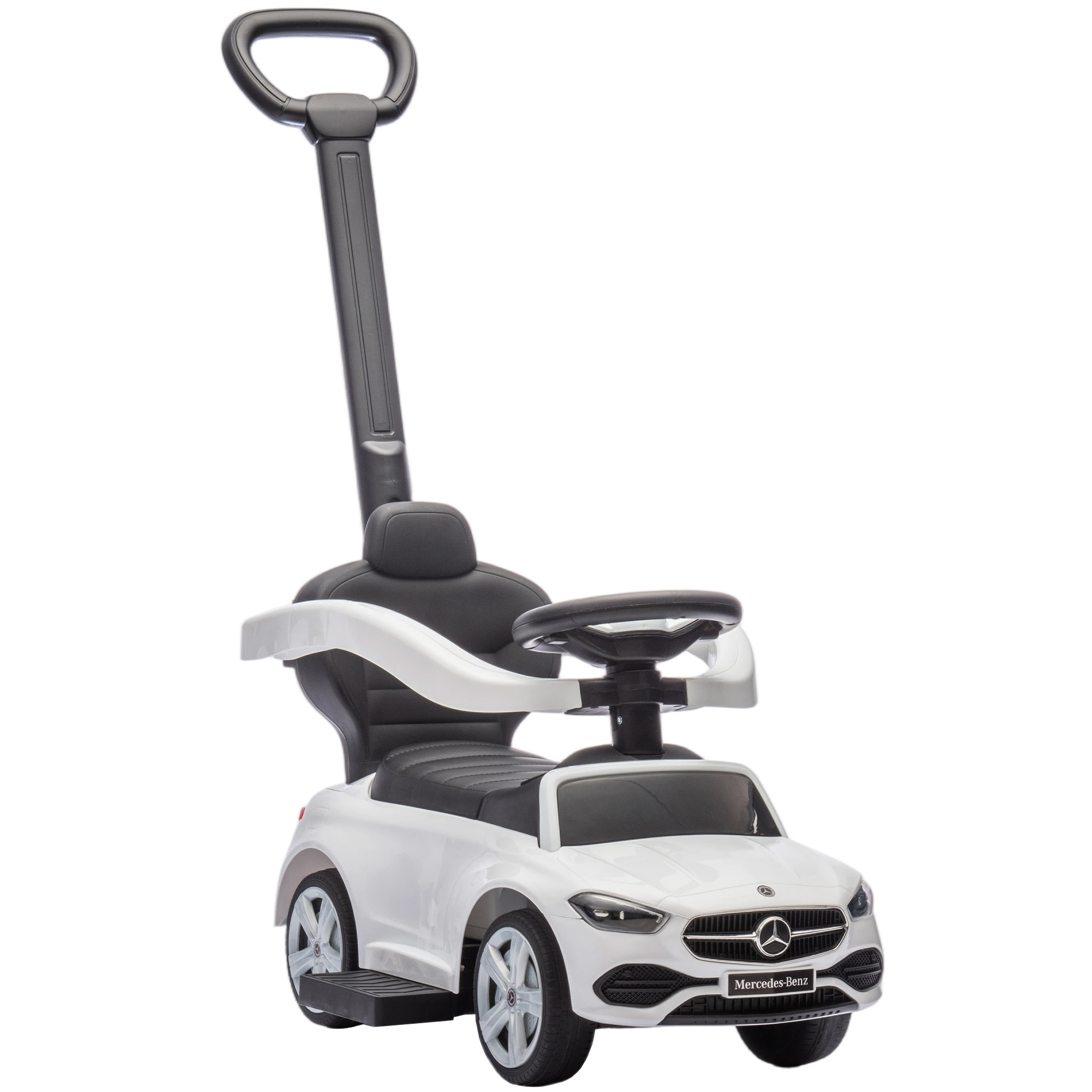 RADLETT Mercedes Benz C Class Licensed 2 in 1 Baby Ride On Push Car and Foot to Floor Walker - White