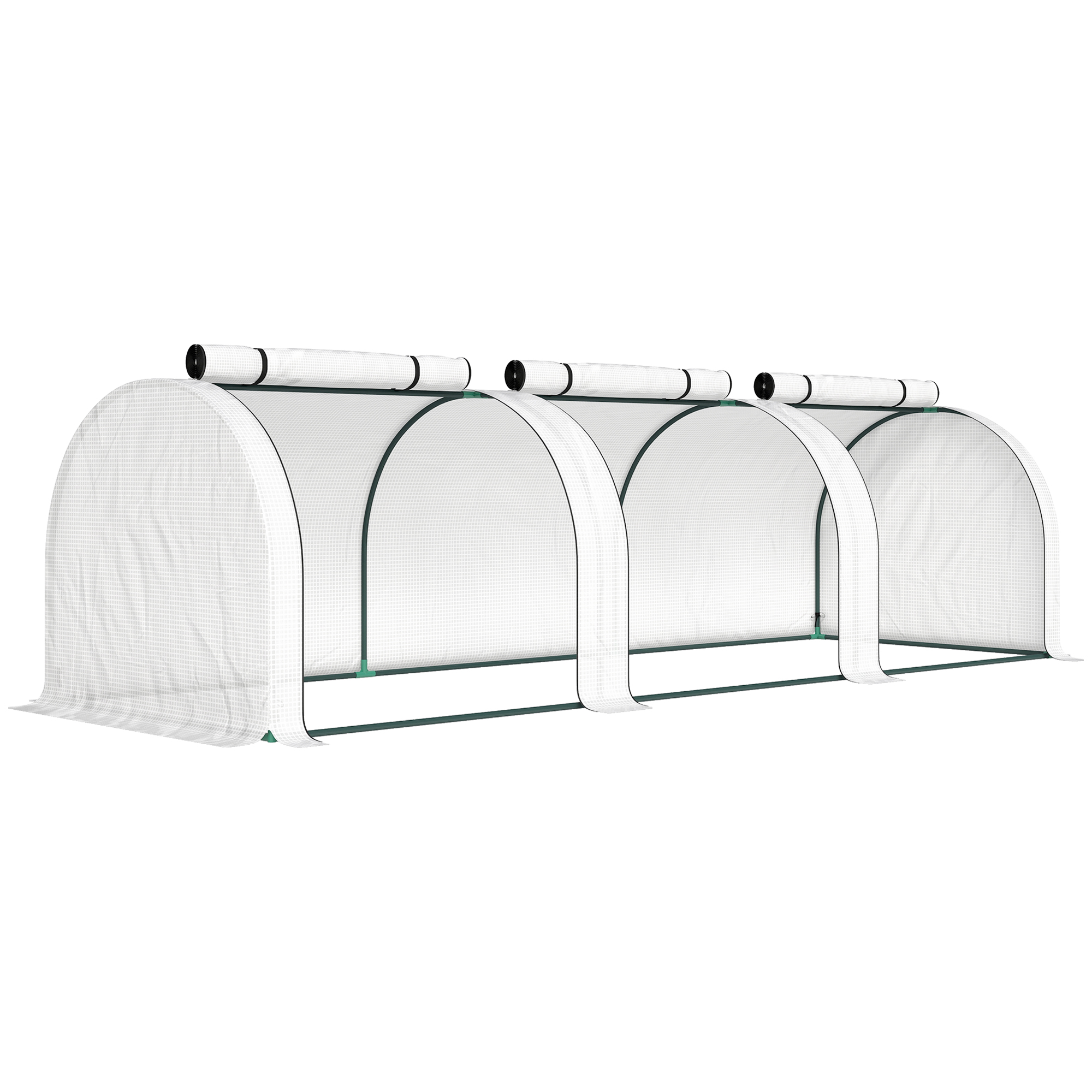 BEECHAM 295 x 100 cm Low Tunnel Garden Greenhouse for Plant Protection - White