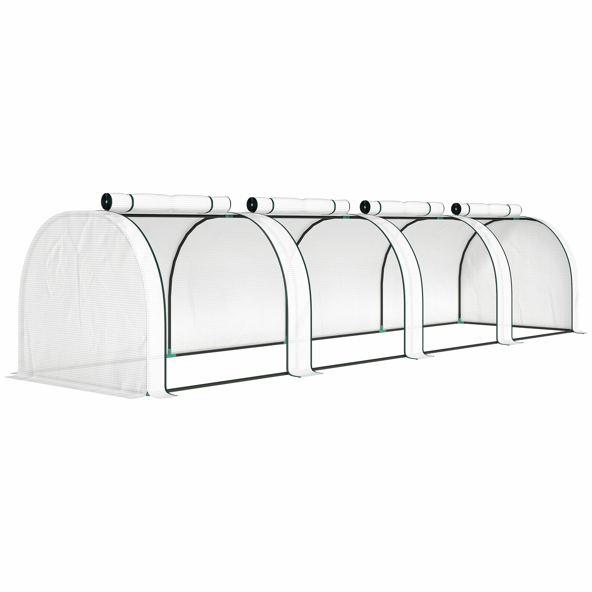 BEECHAM 395 x 100 cm Low Tunnel Garden Greenhouse for Plant Protection - White