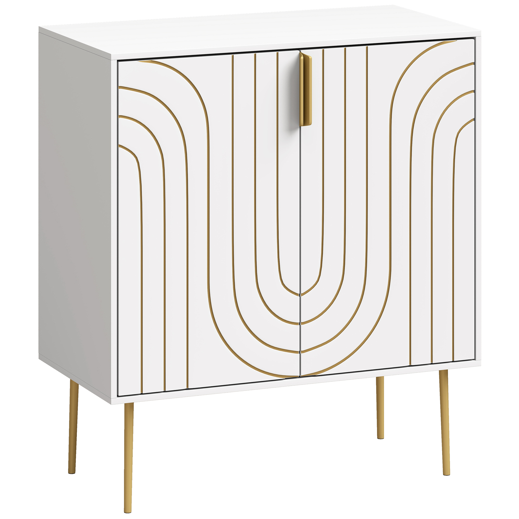 CHRISTLETON Modern Kitchen Storage Cabinet with 2 Doors, Adjustable Shelf and Metal Legs - White