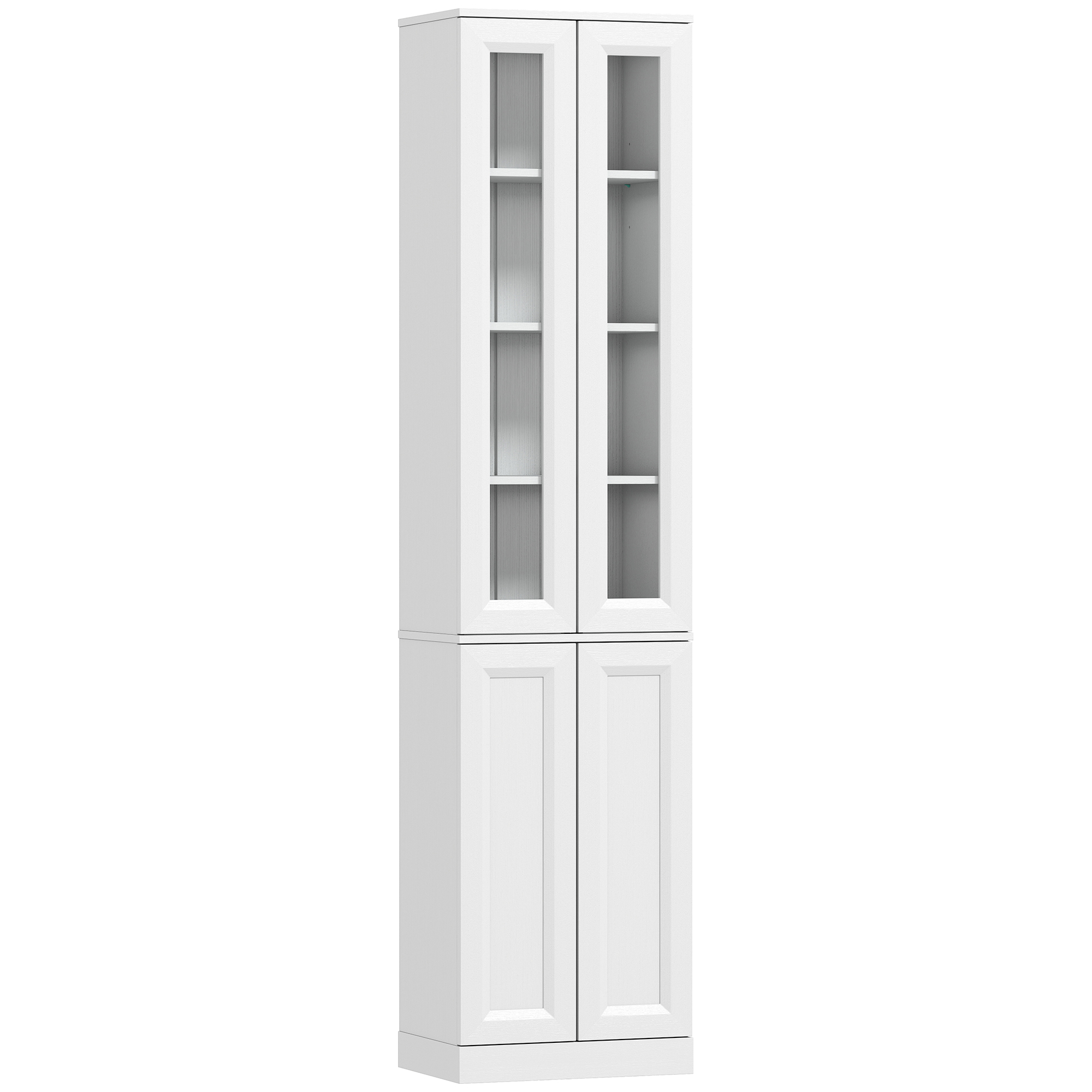 WOODLAND 6 Tier Slim Bathroom Storage Cabinet with Adjustable Shelf and 4 Soft Close Doors - White