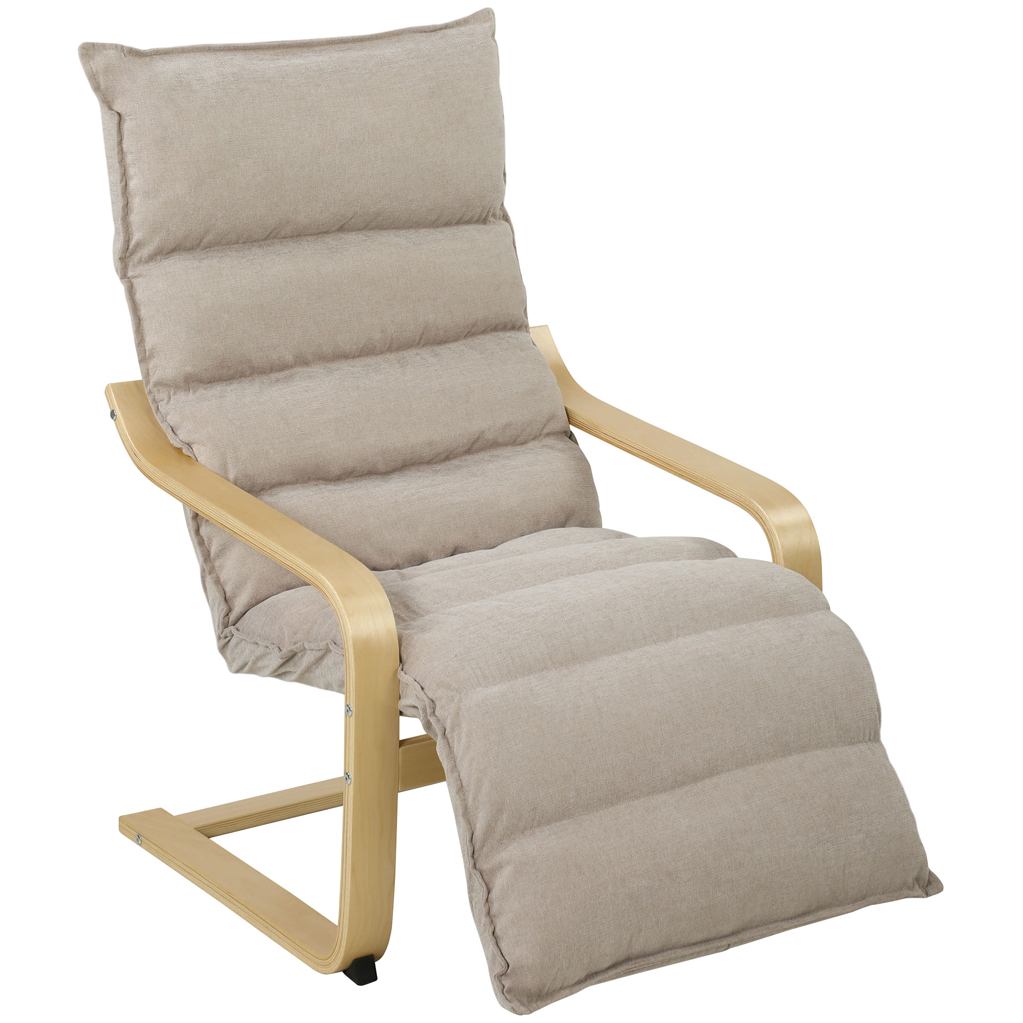 DARTMOUTH Curved Wooden Accent Armchair with Adjustable Footrest - Light Brown
