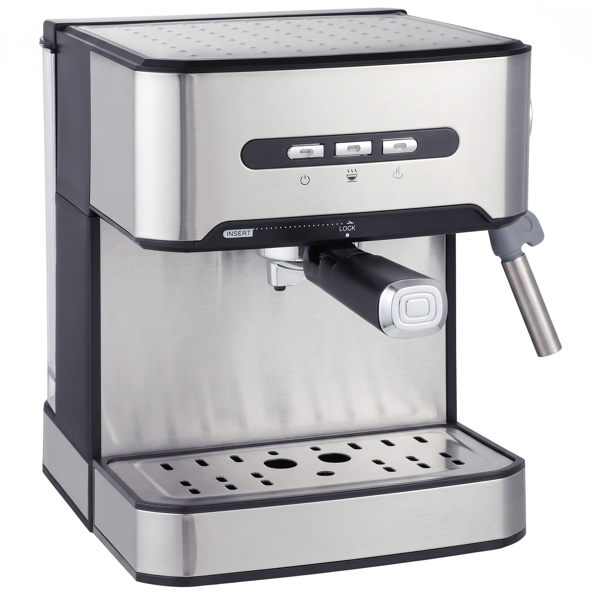 EARLSWOOD 20 Bar Semi Automatic Espresso Coffee Machine with Milk Frother and 1.6L Tank - Black and Silver Tone