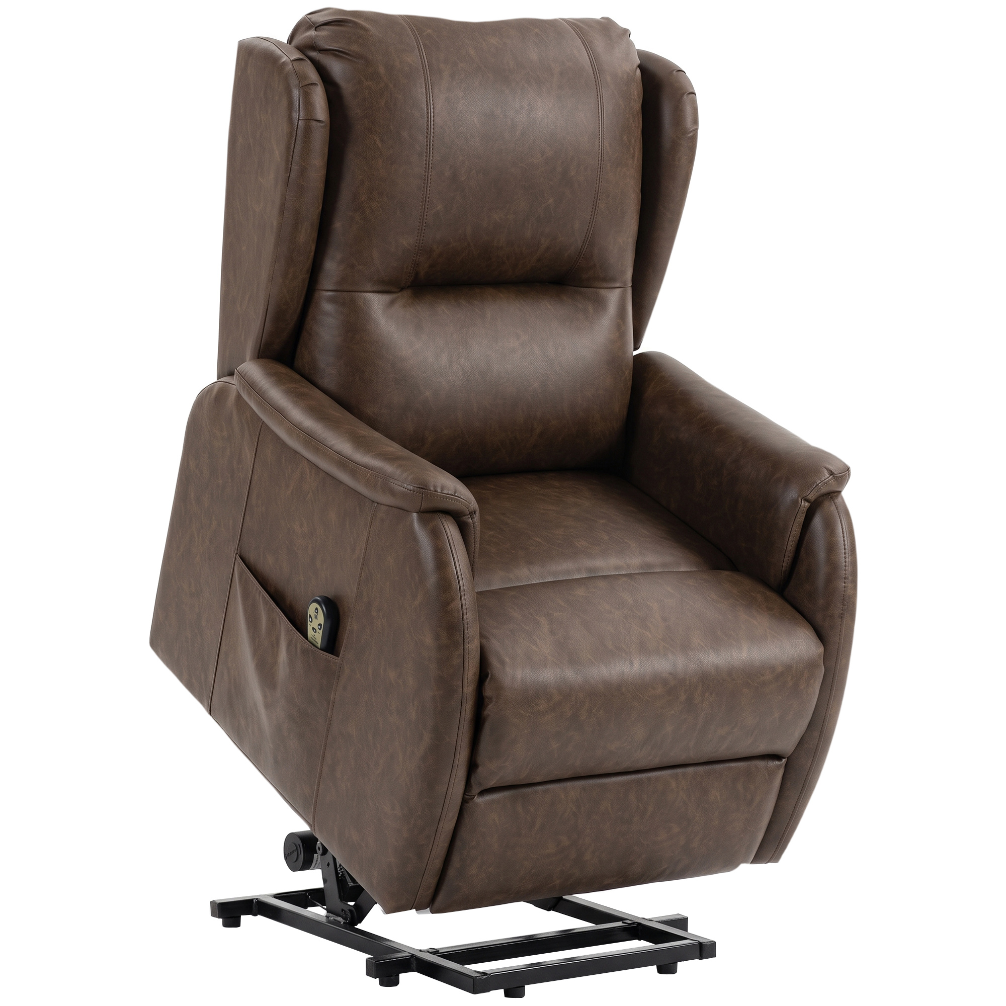 HOOKWOOD Dual Motor Power Lift Recliner Chair with Remote Control - Brown and Black