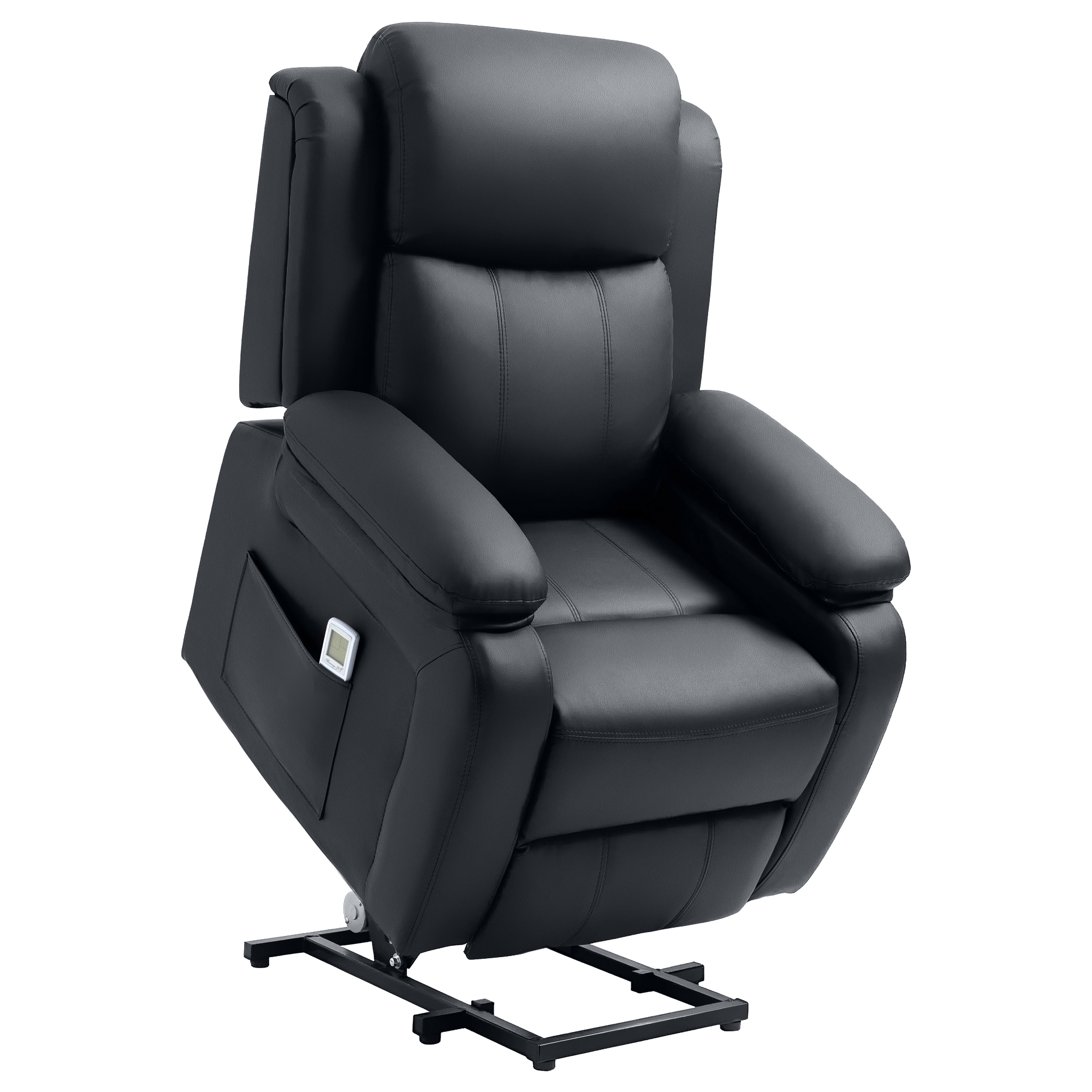 SISSINGHURST PU Leather Power Lift Riser Recliner Chair with Vibration Massage - Black