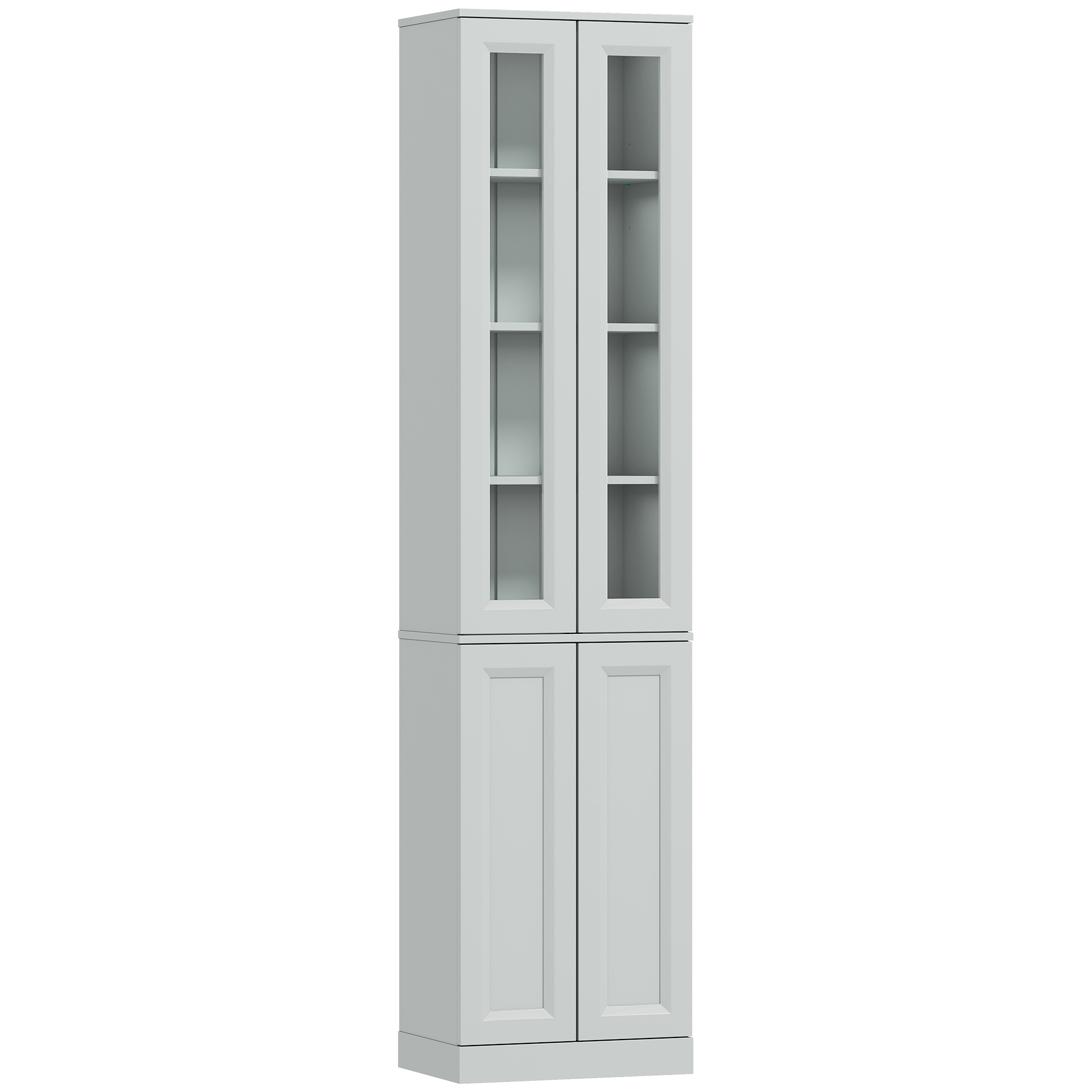 WOODLAND 6 Tier Slim Bathroom Storage Cabinet with Adjustable Shelf and 4 Soft Close Doors - Dusty Blue