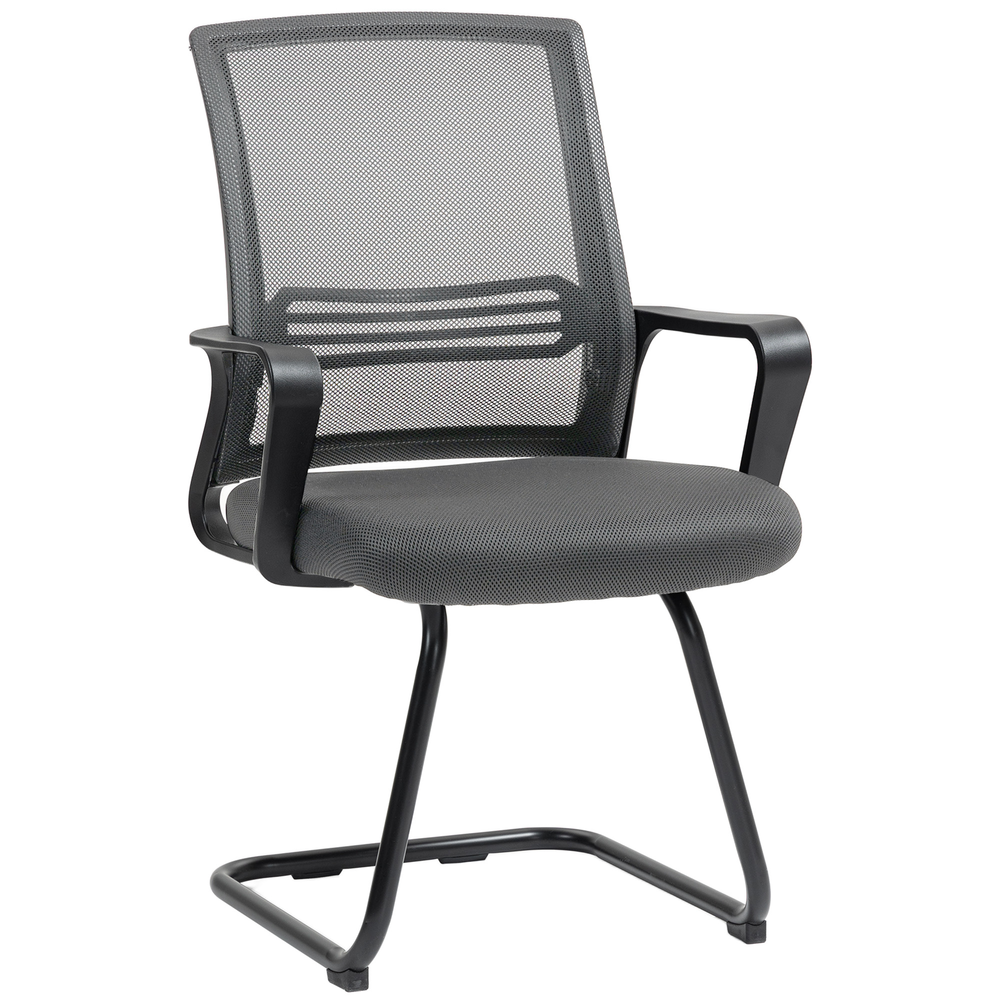 SOLEN Padded Ergonomic Meeting and Reception Chair with Sled Base - Dark Grey