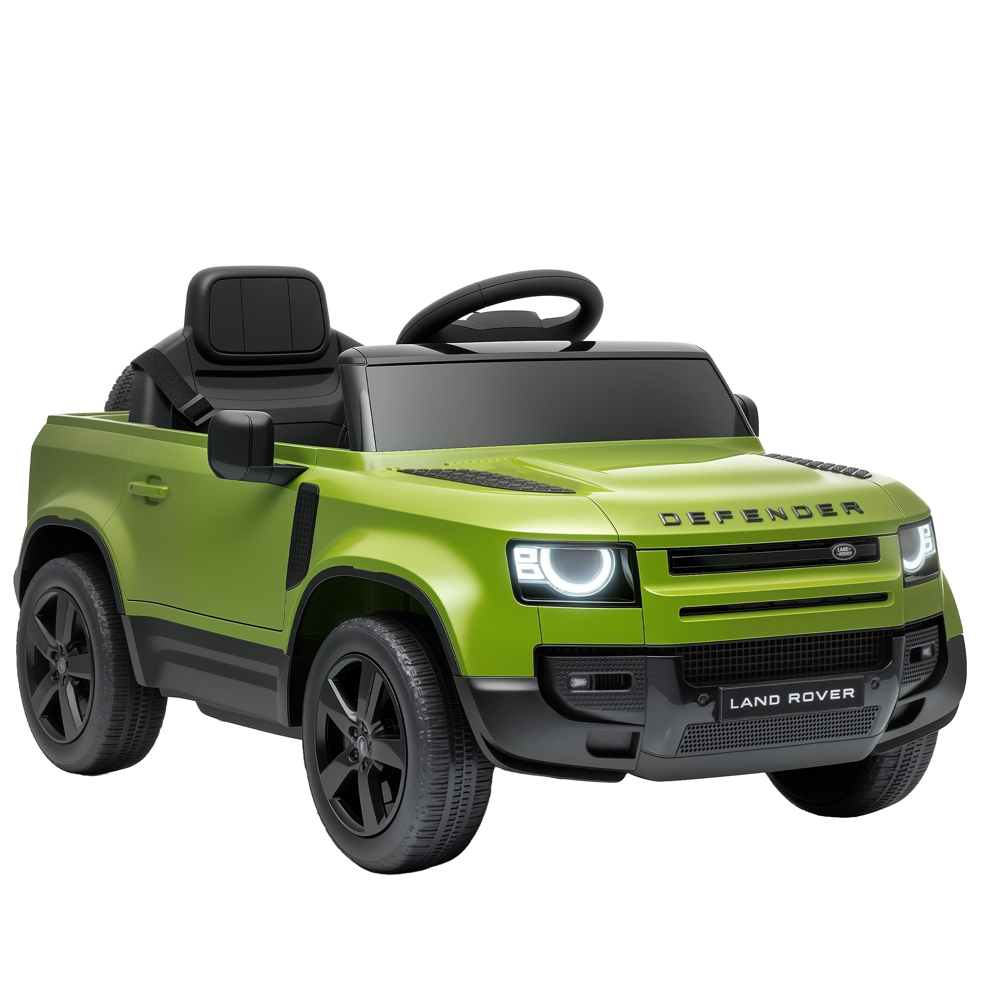 MEADOWCROFT Land Rover Licensed 12V Kids Ride On Car with Remote, Suspension, 3 Speeds, Lights and Music - Green and Black