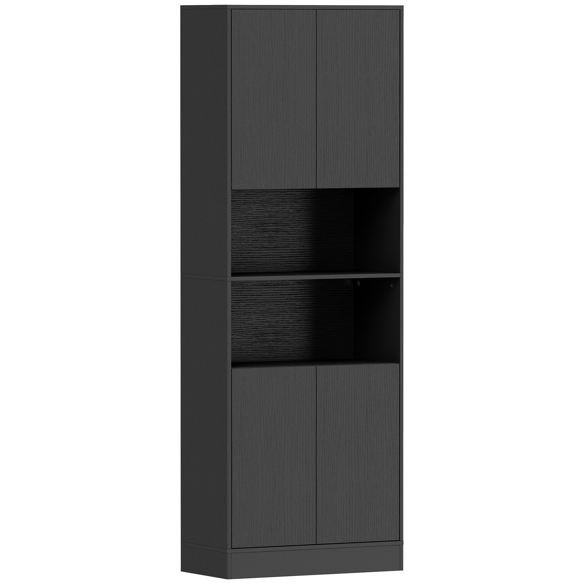 BUCKLAND 170 cm Freestanding Kitchen Pantry Storage Cabinet with Soft Close Hinges - Black Wood Effect