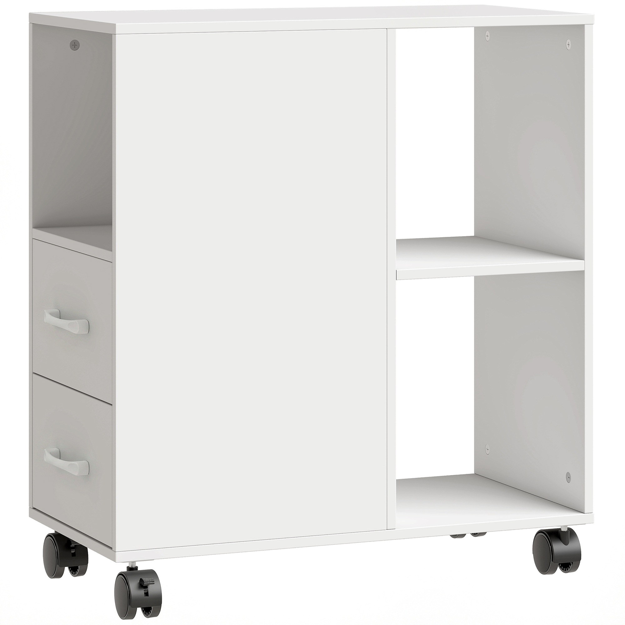 STRATFORD 30 x 60 x 65 cm Mobile Printer Table with Wheels and Drawers - White