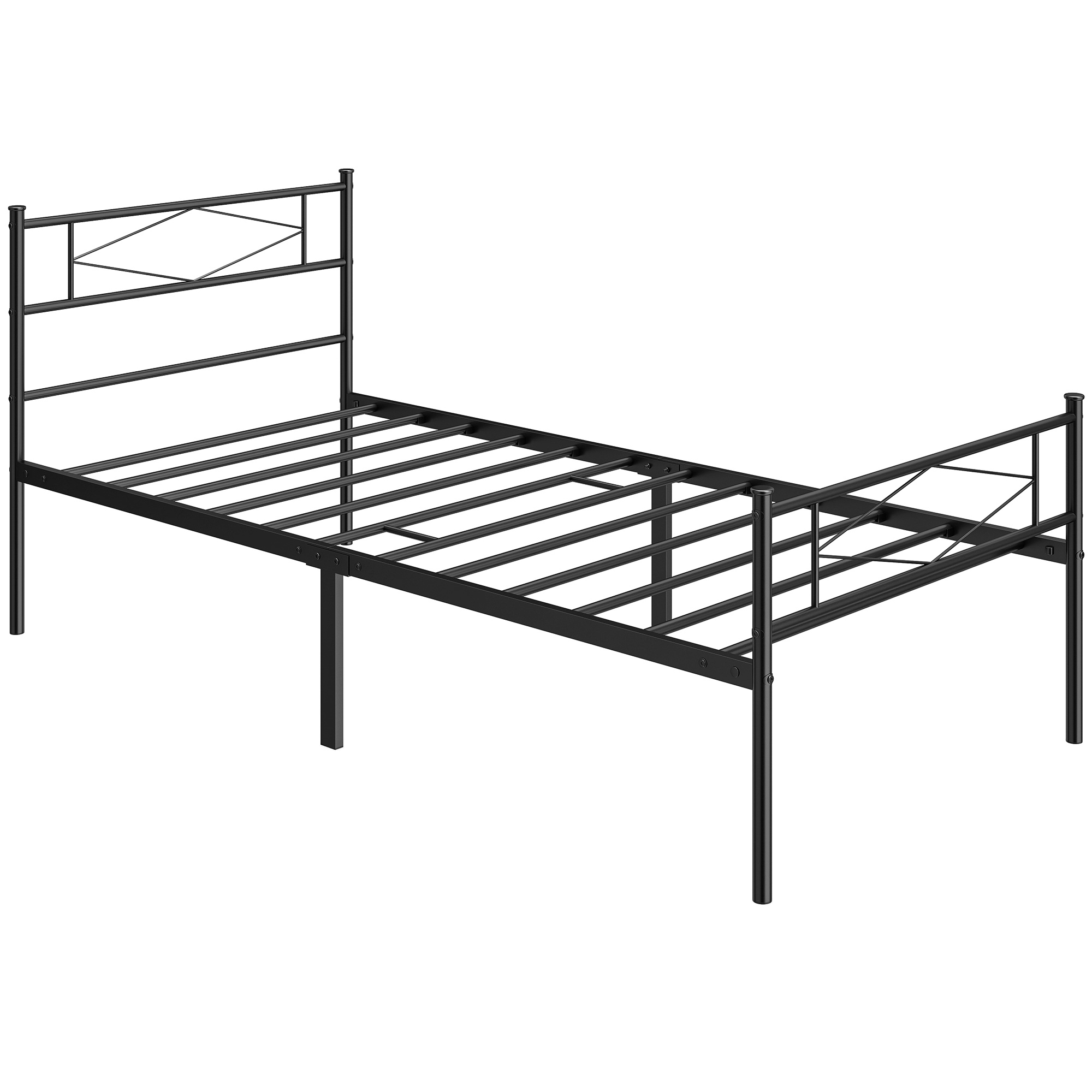 MOLESEY Single Metal Bedframe with Headboard, Footboard and 32 cm Underbed Storage - Black