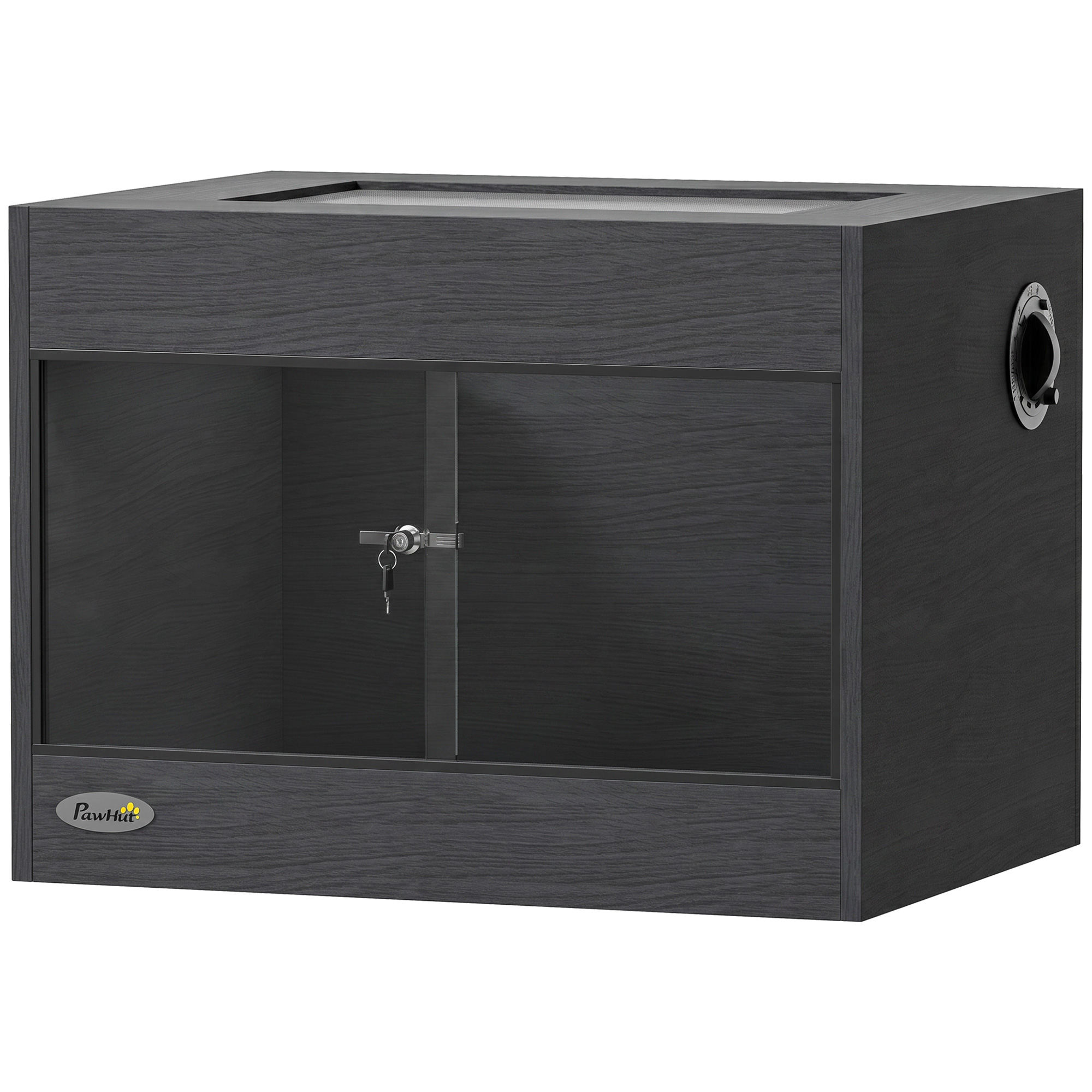 FERNBROOK 60 x 45 x 45 cm Reptile Terrarium with Glass Doors, Secure Lock and Top Ventilation - Black