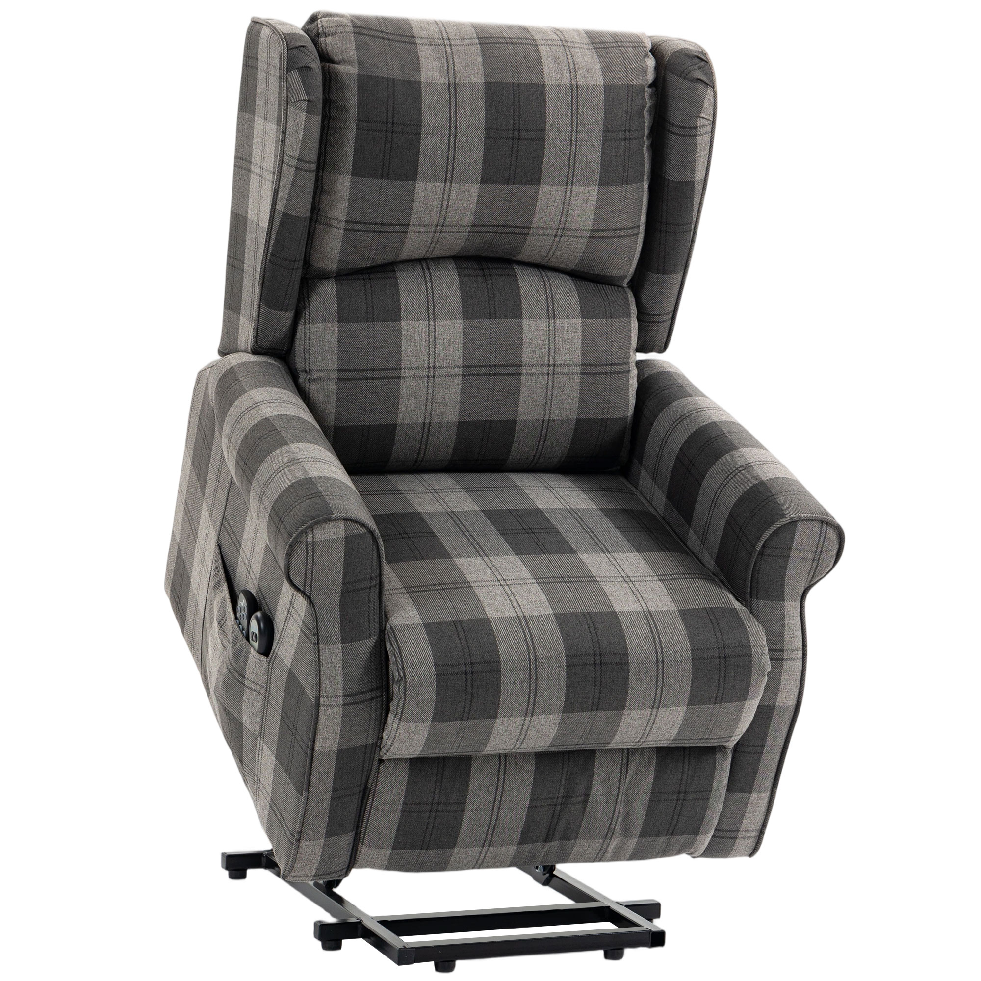 TETBURY Power Lift Recliner Chair with Vibration Massage, Heat, Remote and Side Pockets - Grey and Black
