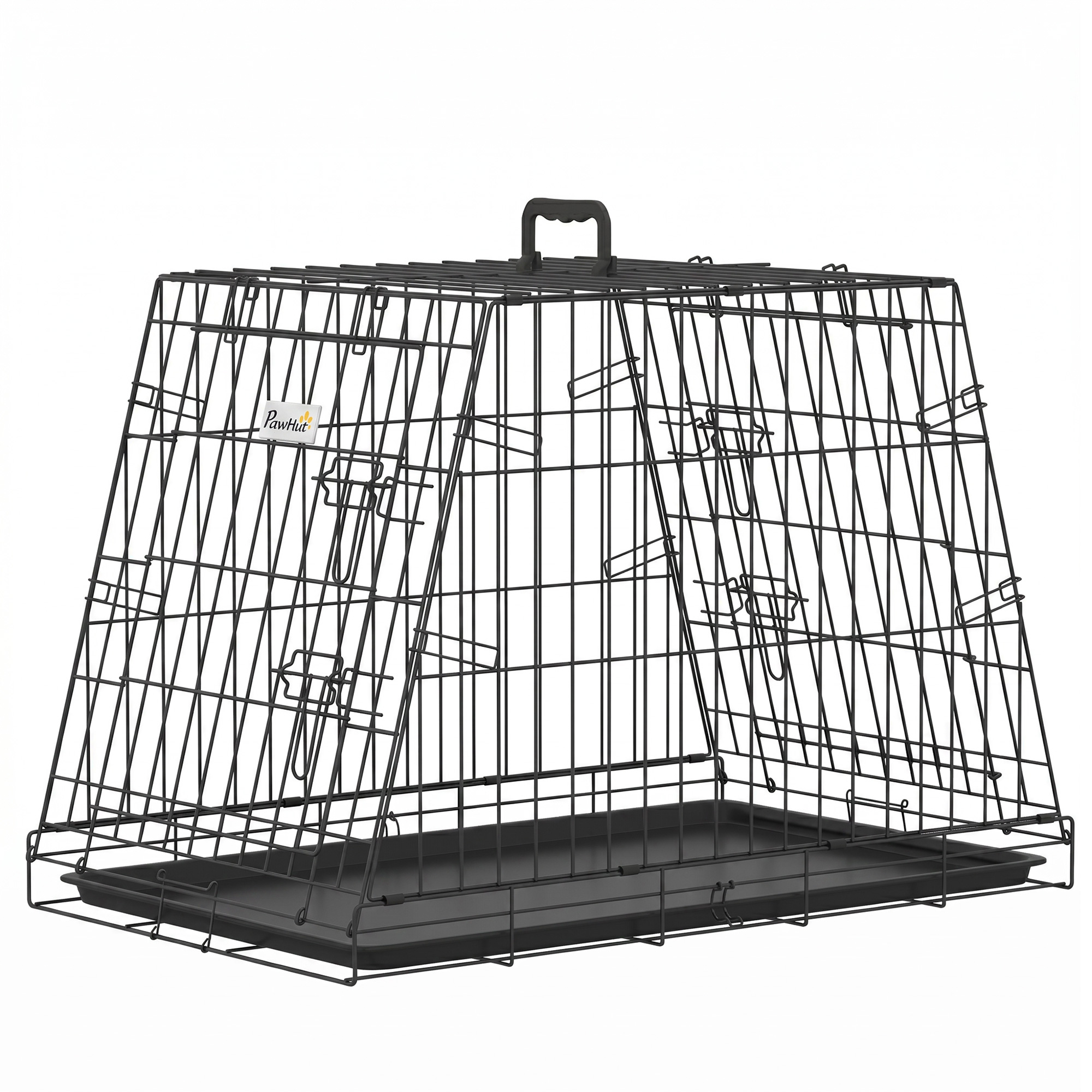 BURLEY 76 cm Collapsible Slanted Car Dog Crate with Tray and Handle for Small Dogs - Black