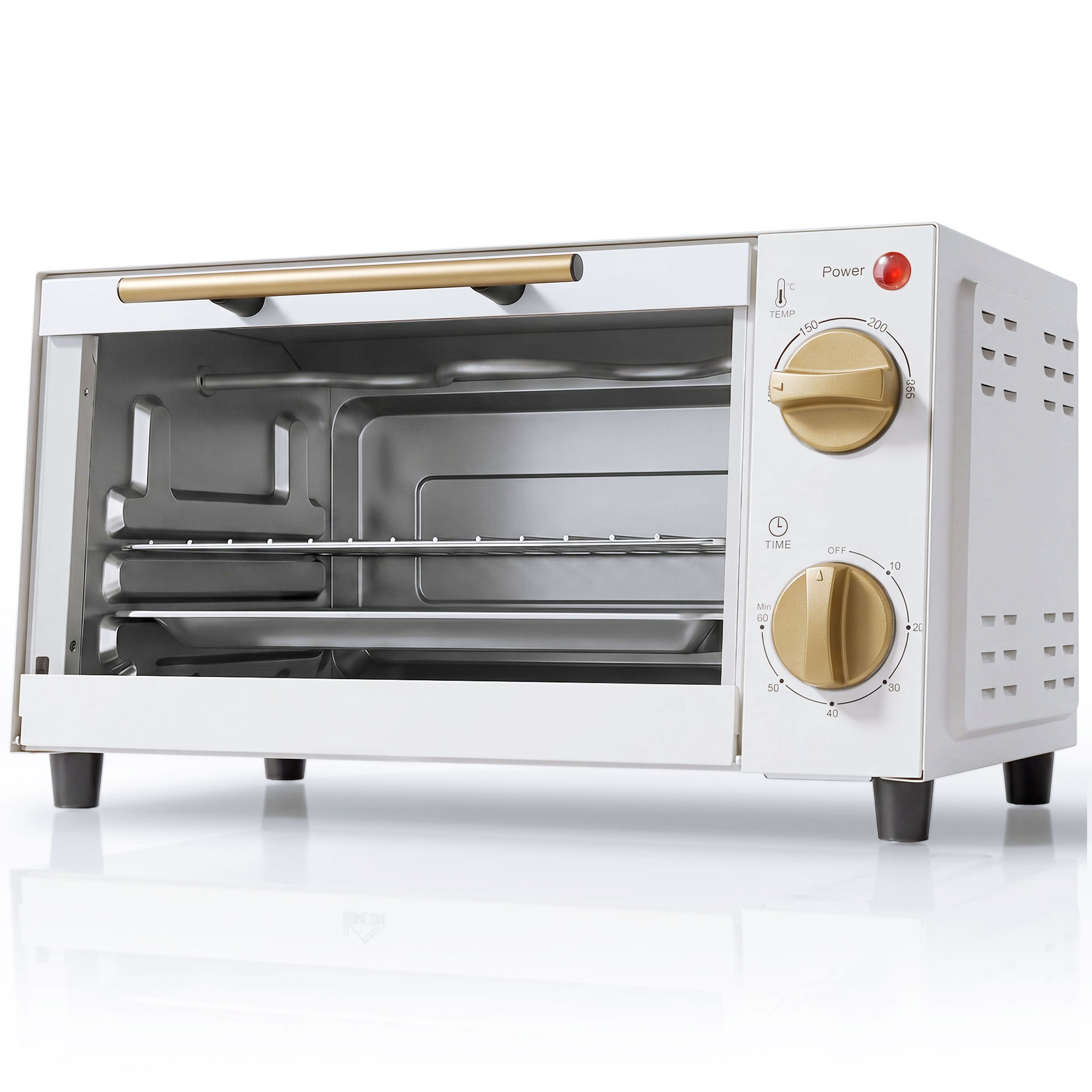 BLAYDON 9L 750W Mini Countertop Oven and Grill with Adjustable Temperature and Timer - White