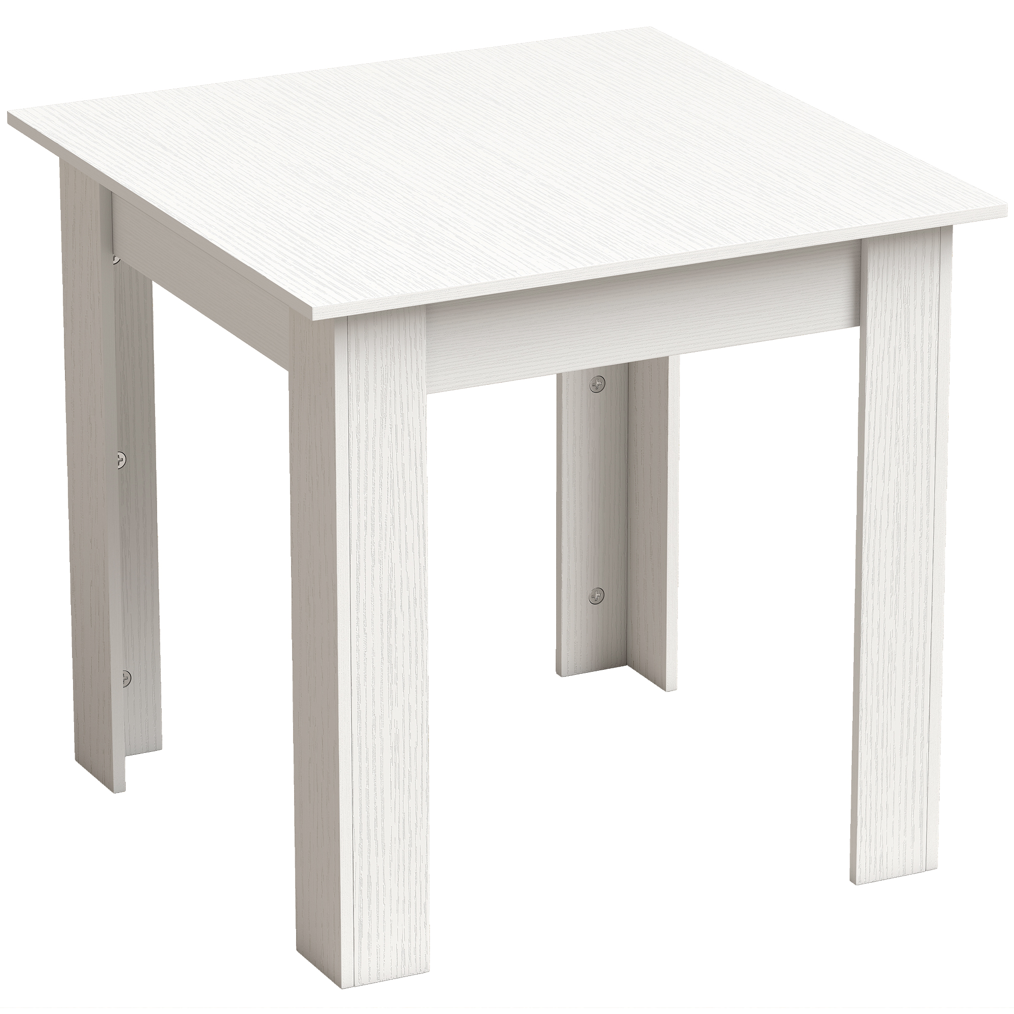 DRAVELLE Square Space Saving Dining Table with Non Slip Feet - White Wood Effect