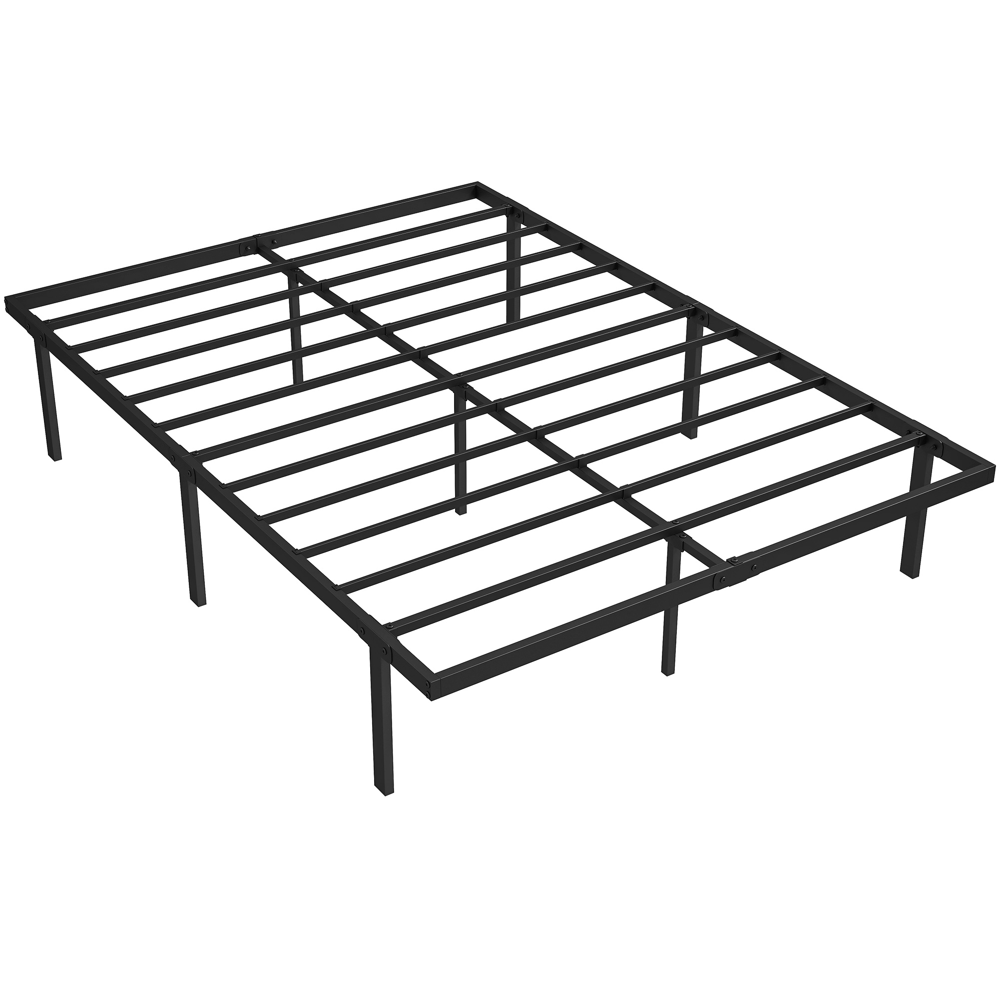 MALMESBURY Double Metal Bedframe with Steel Slats and Underbed Storage - Black