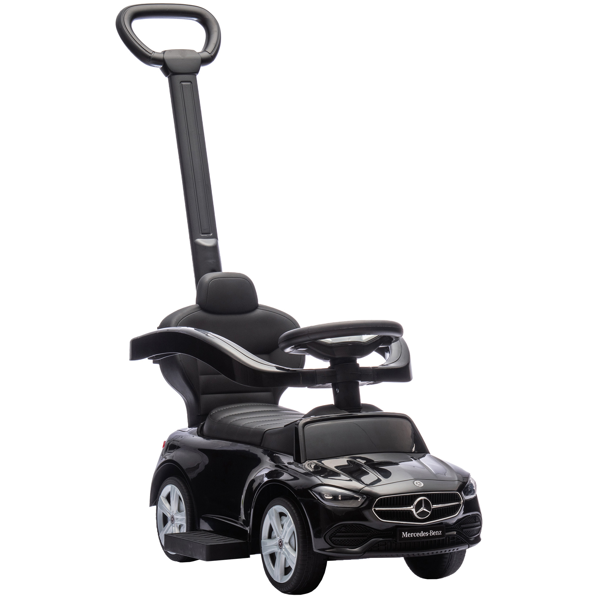 RADLETT Mercedes Benz C Class Licensed 2 in 1 Baby Ride On Push Car and Foot to Floor Walker - Black