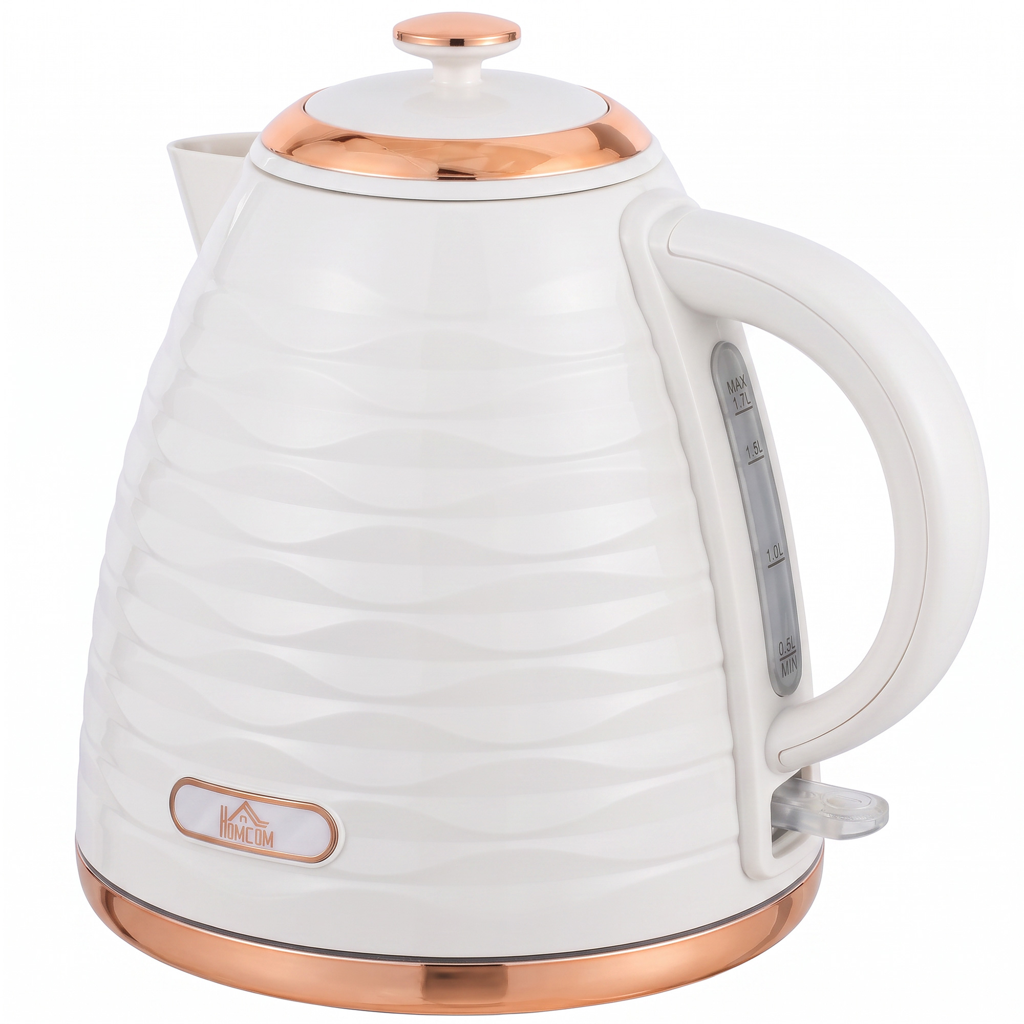 AURORE 3kW Rapid Boil Honeycomb Electric Kettle - Cream White and Rose Gold