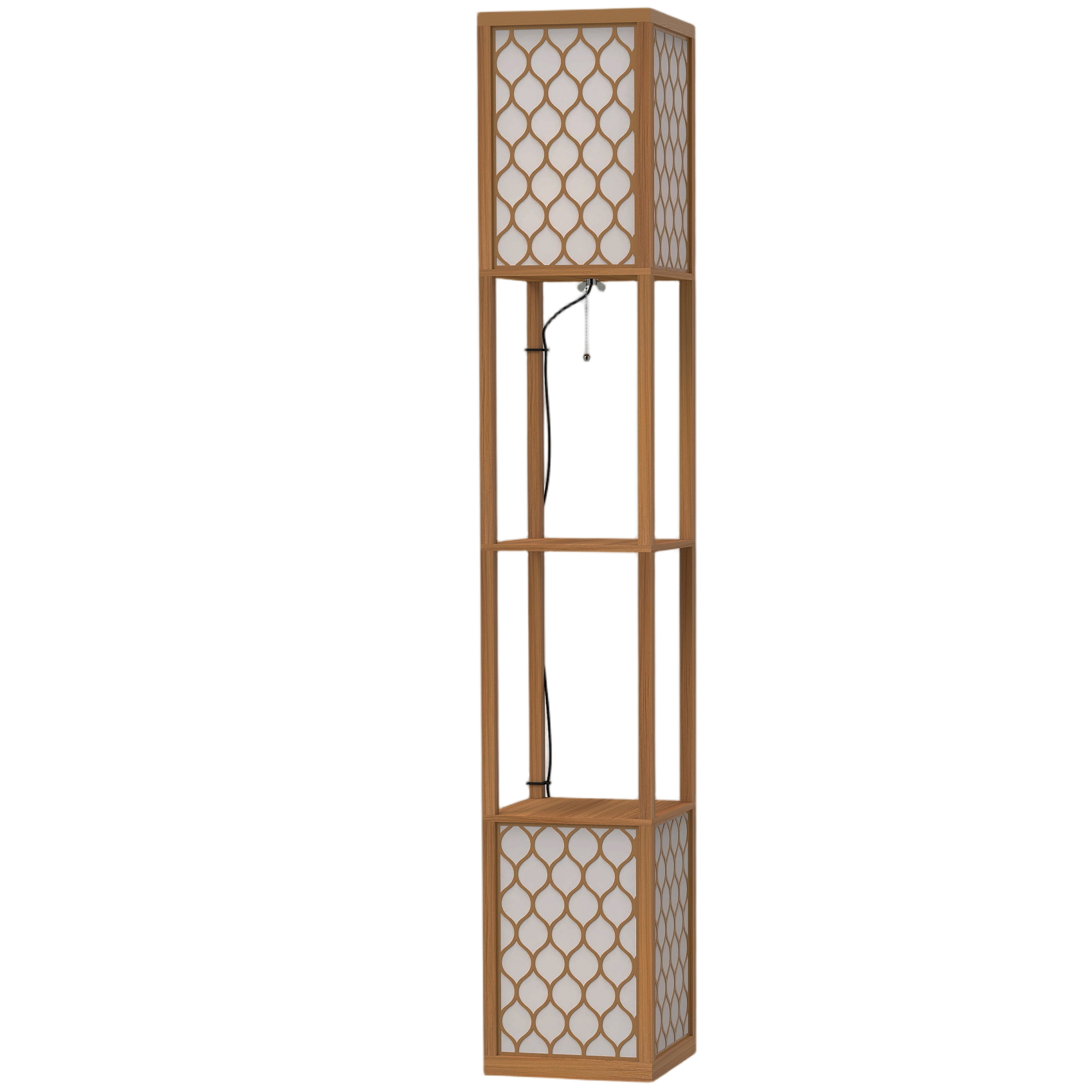 AURAMOOR Duo Light Floor Shelves - Natural Wood
