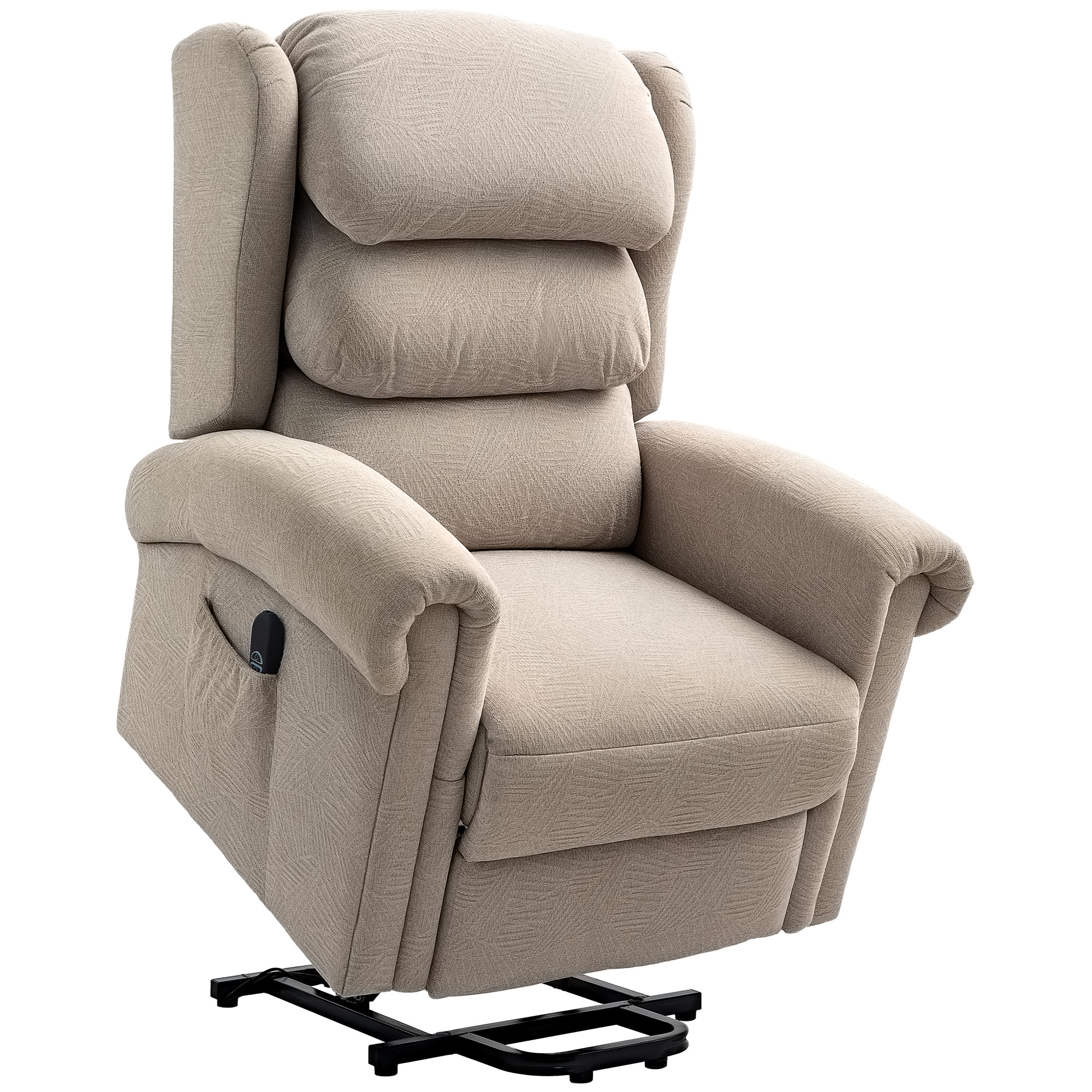 COLMARON Velvet-Feel Electric Riser Recliner Chair - Khaki